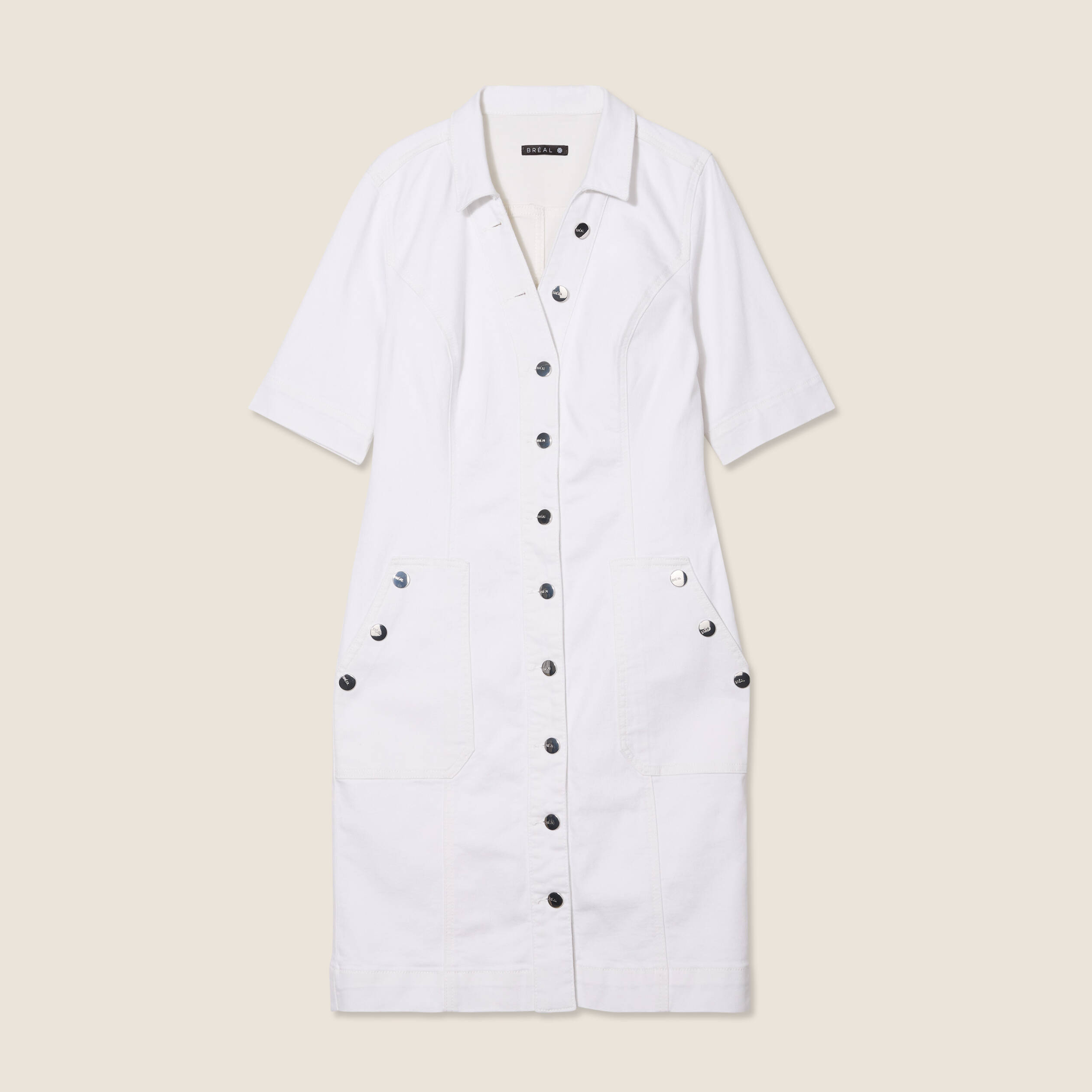 Robe droite en jean ecru femme