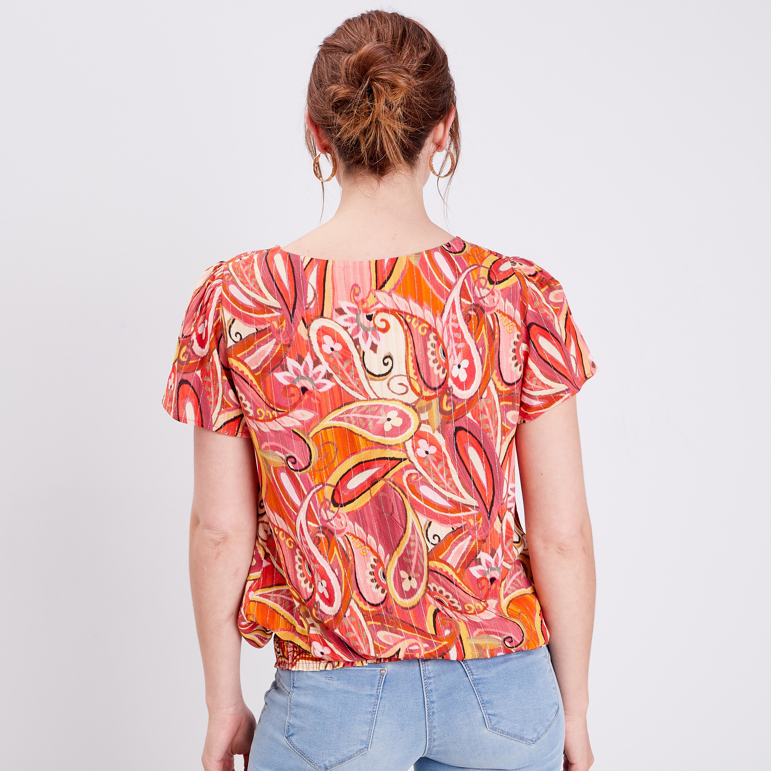 blouse manches courtes orange femme Blouse manches courtes orange femme
