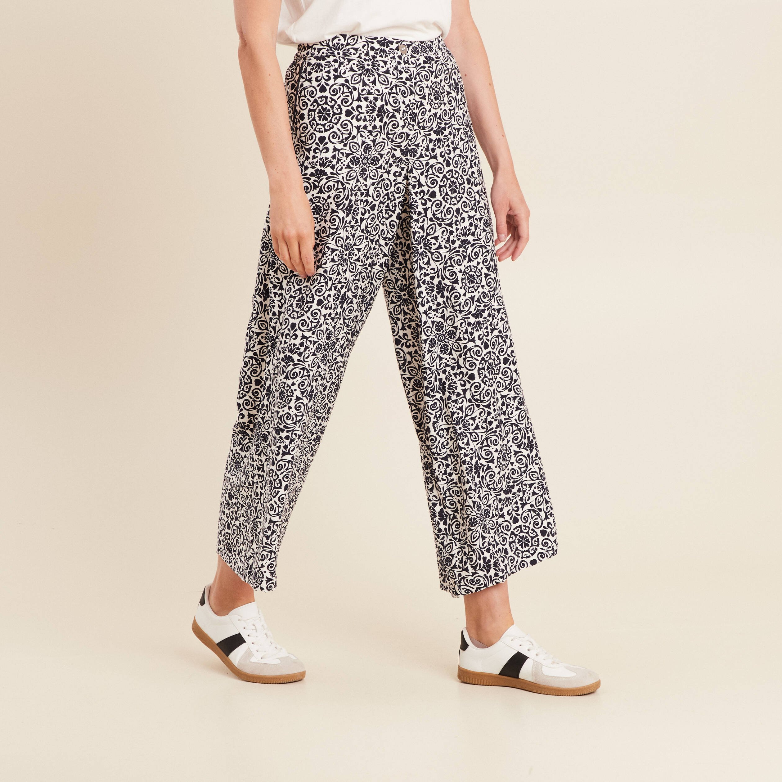 pantalon 78eme taille haute bleu marine femme Pantalon 7/8ème taille haute bleu marine femme