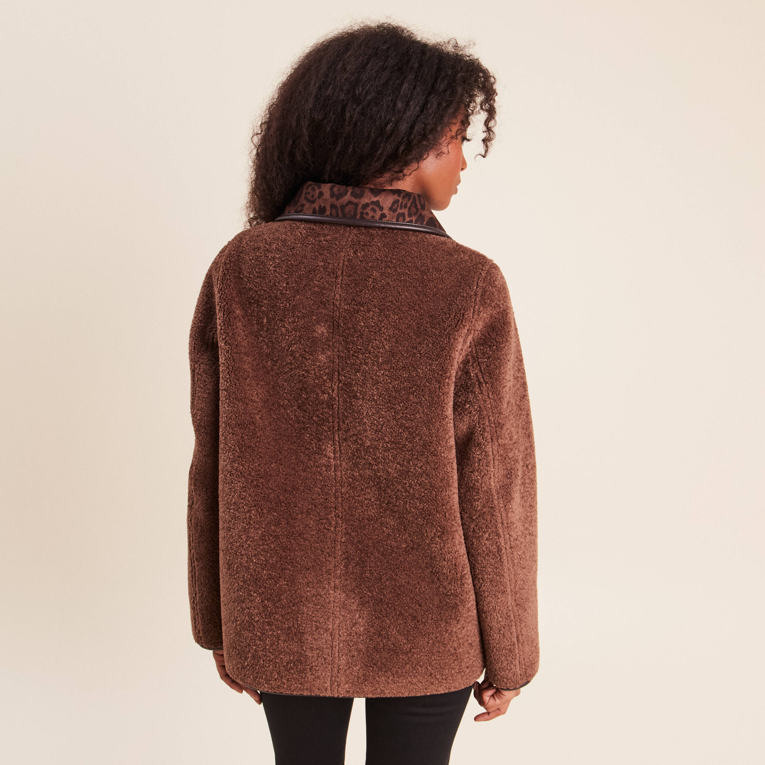 Manteau r&eacute;versible marron femme
