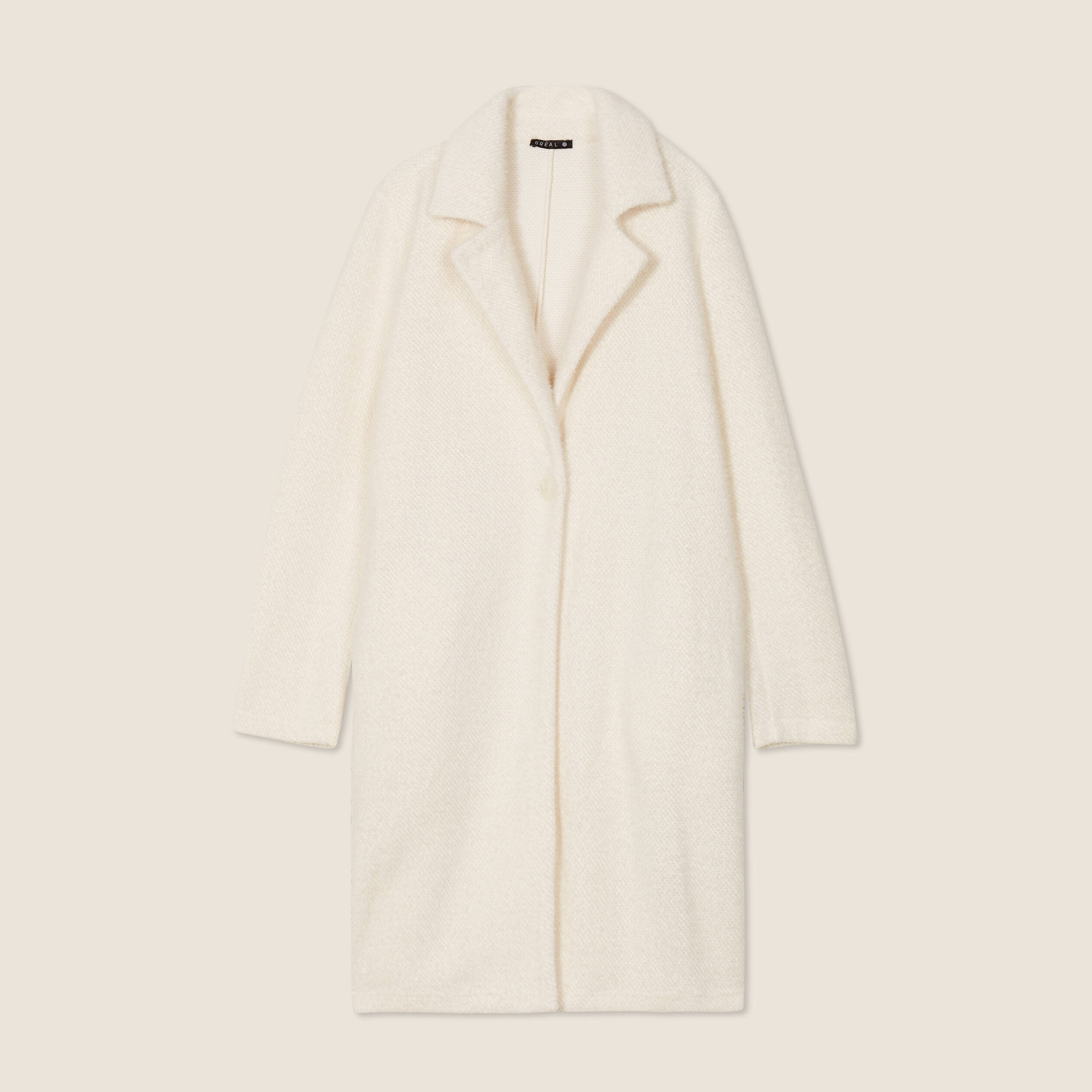 Gilet long boutonn&eacute; ecru femme