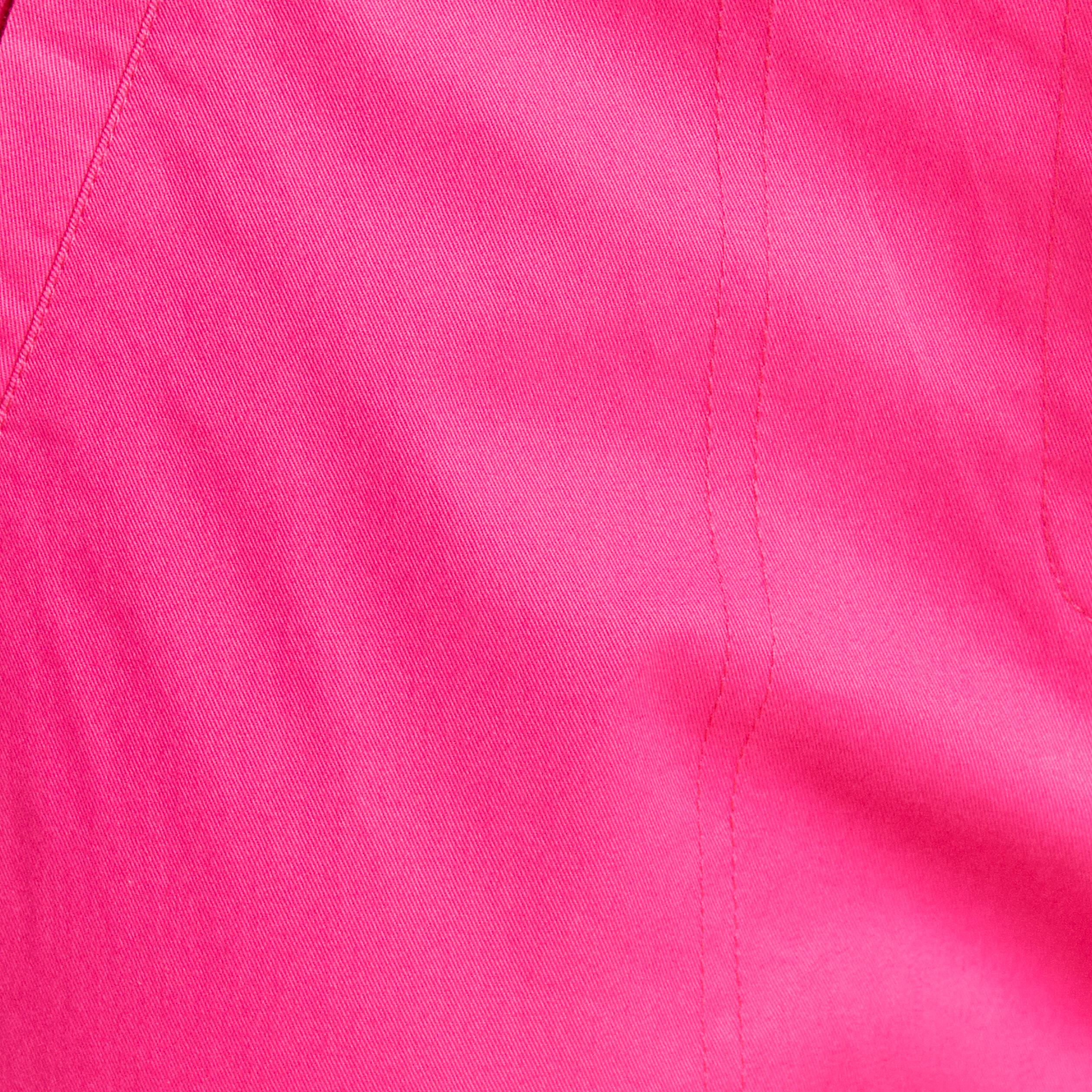 Pantacourt droit poches côtés rose fushia femme