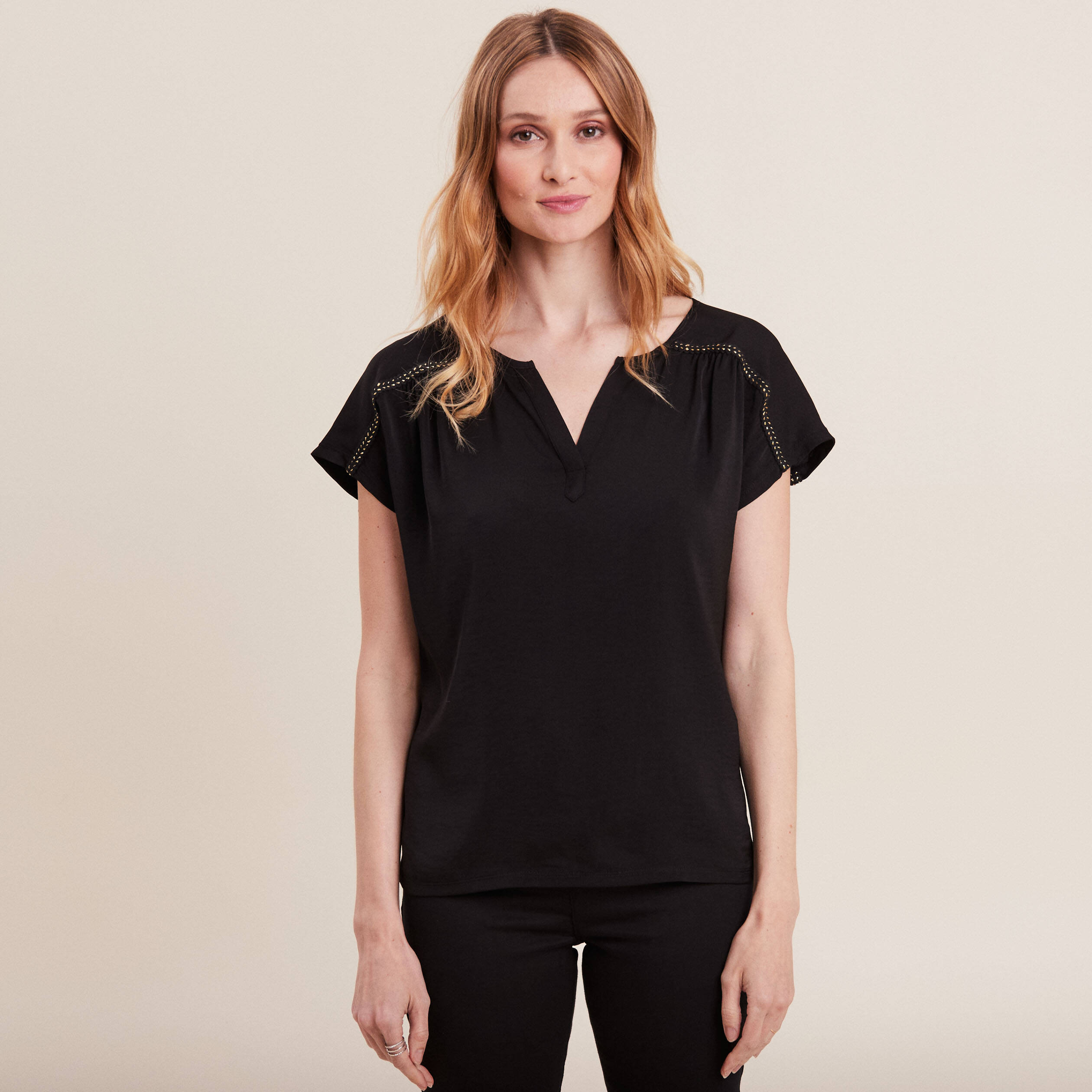 T-shirt manches courtes noir femme