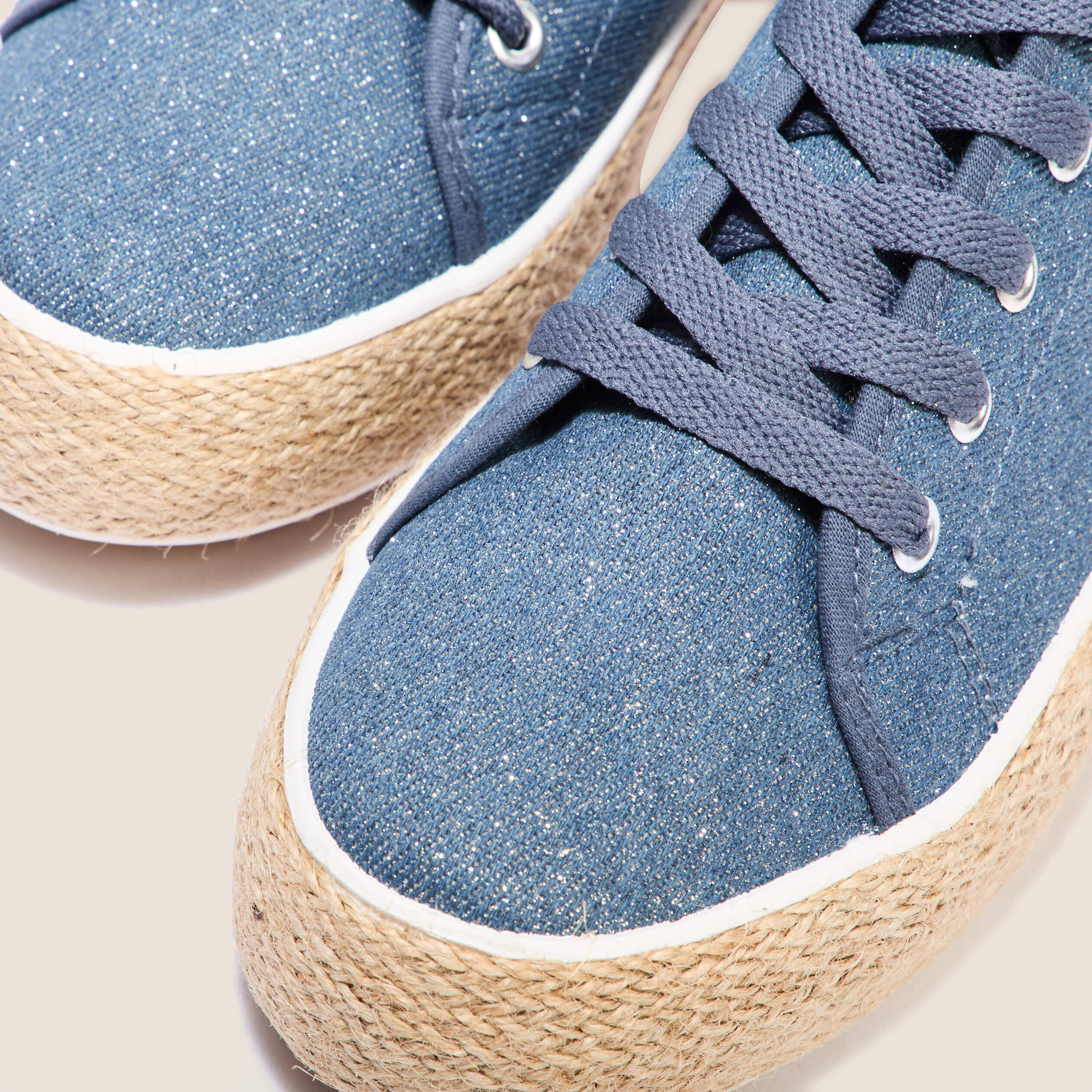 Tennis à lacets en jean denim stone femme