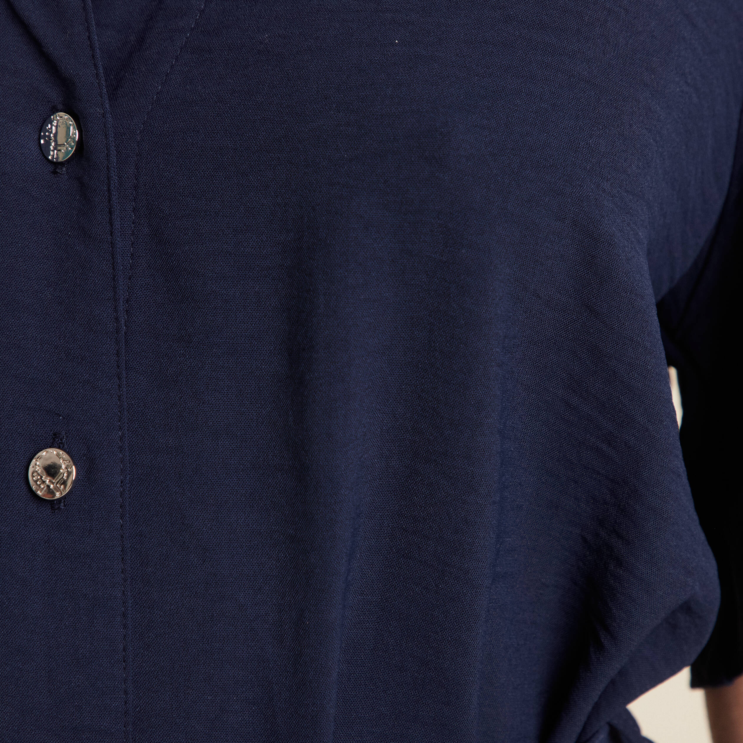 Robe évasée col chemise bleu marine femme