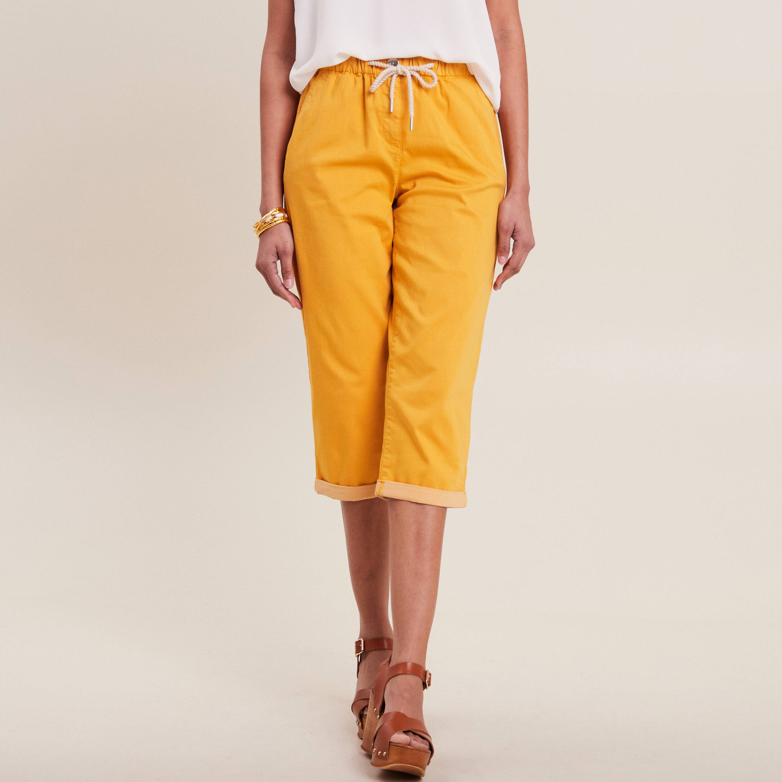 Pantalons Pantacourt Taille Haute Femme Pantacourt Large Taille