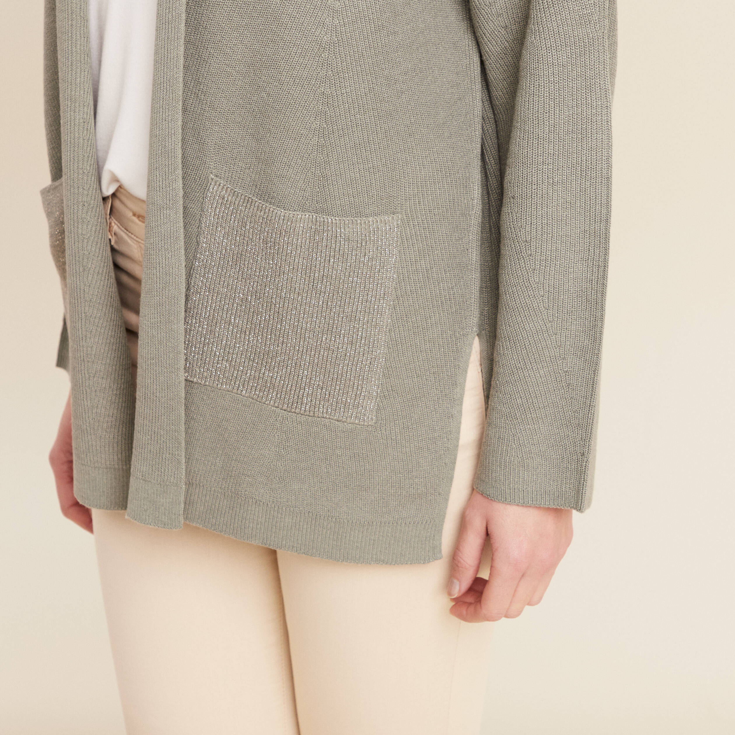 Gilet manches longues vert clair femme