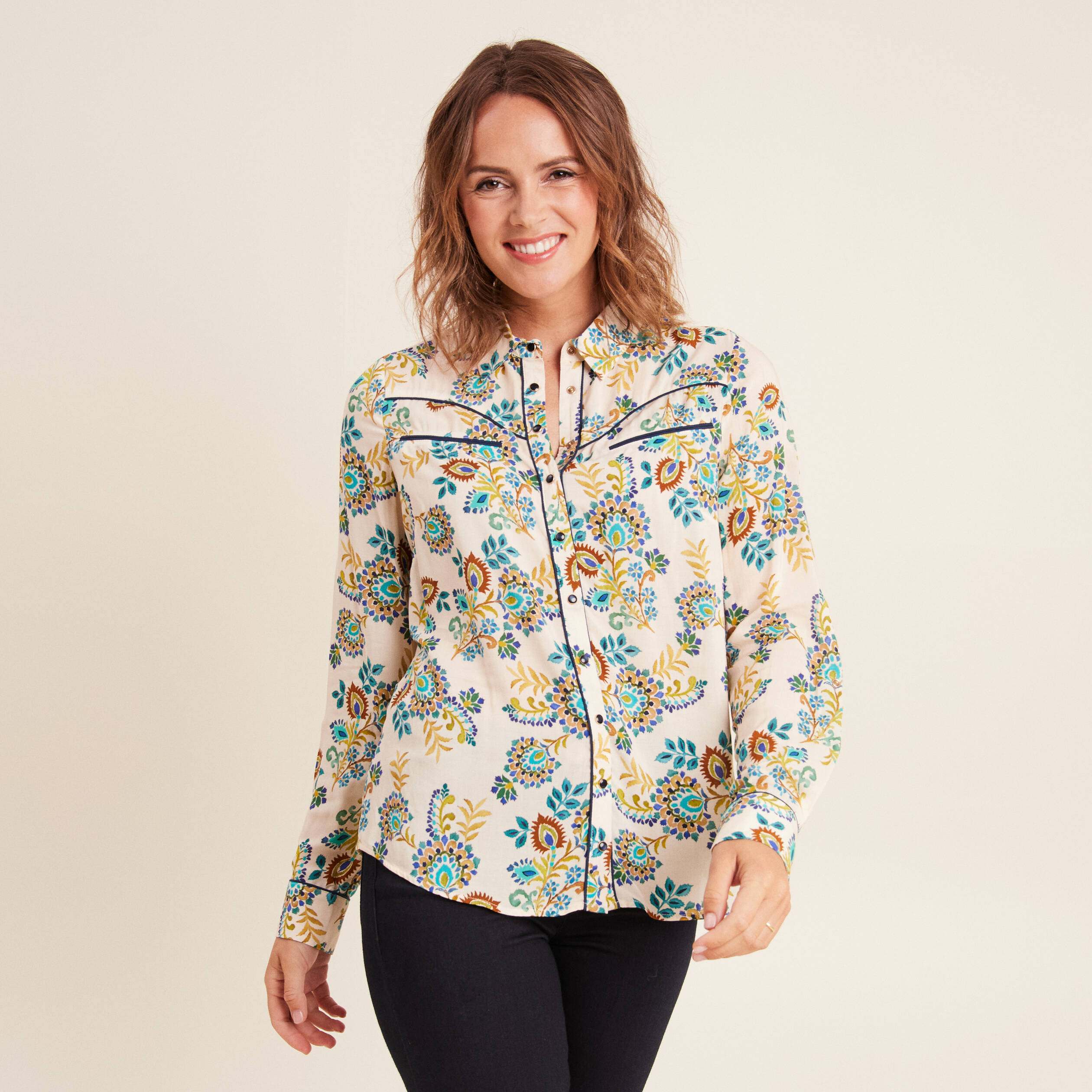 Chemise manches longues blanc femme