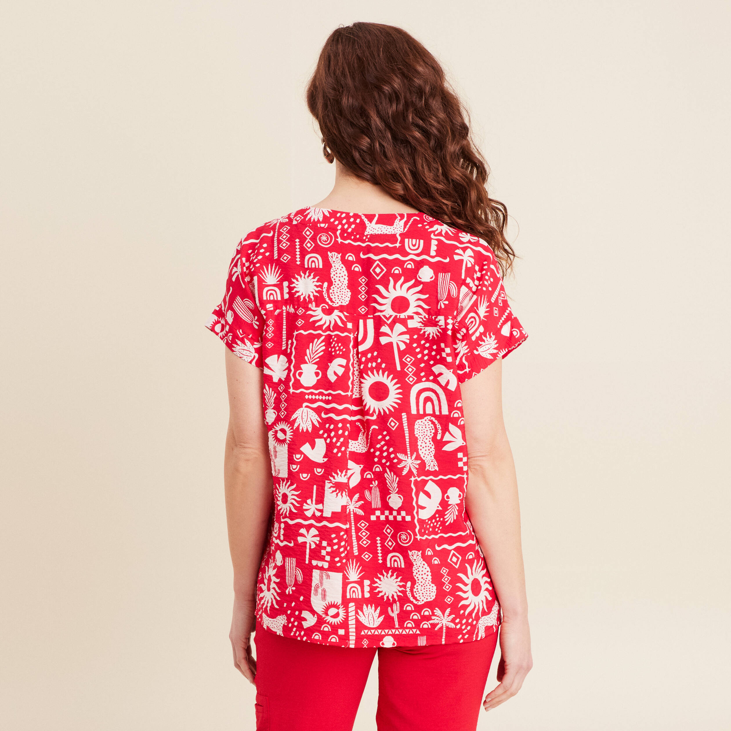 blouse manches courtes rouge femme Blouse manches courtes rouge femme