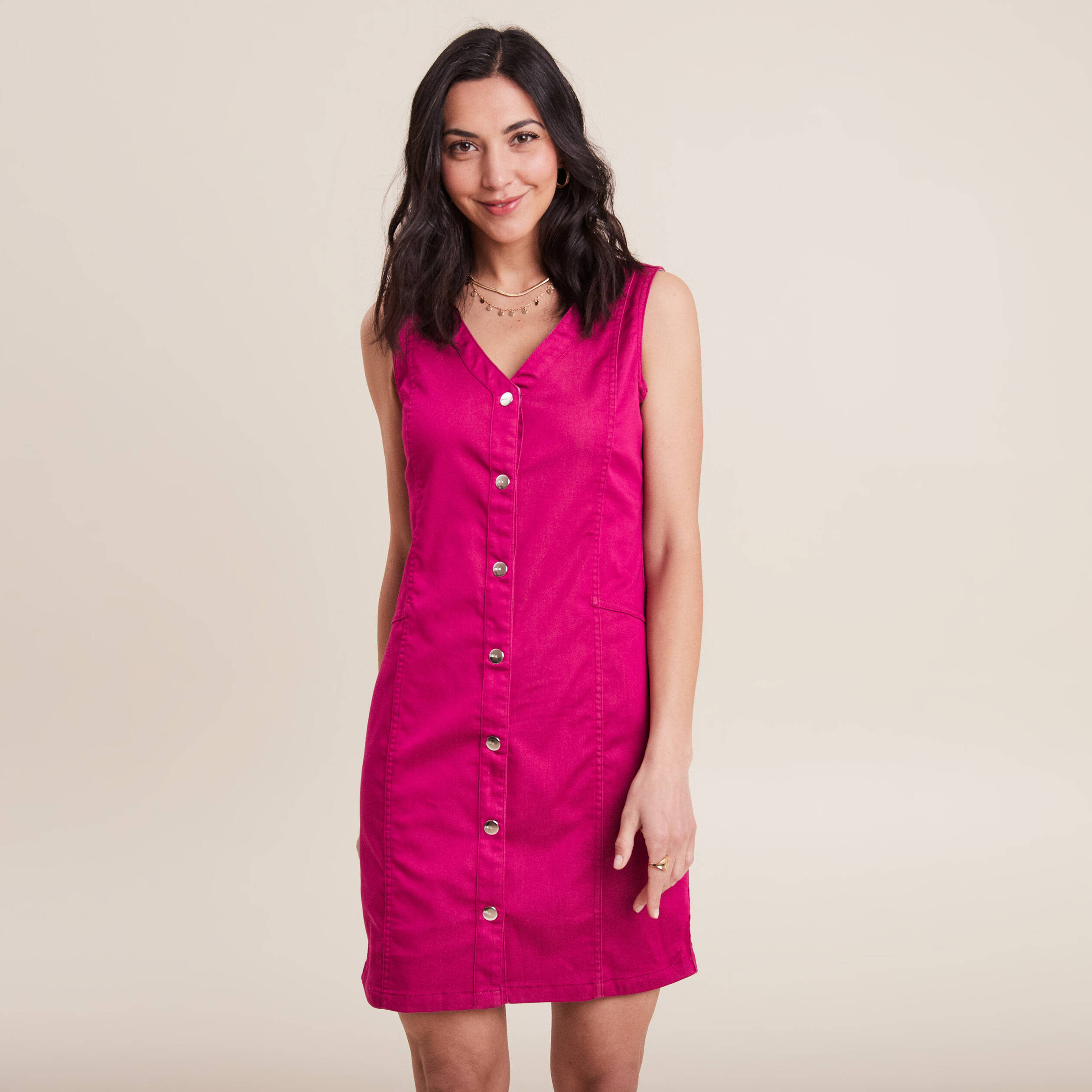 Robe fourreau réversible rose fushia femme