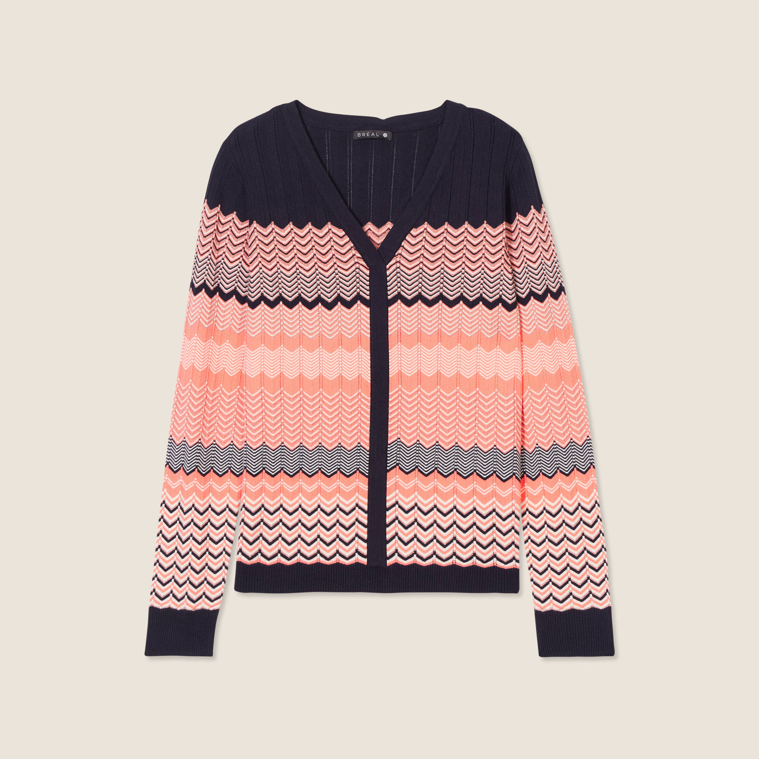Pull manches longues rose corail femme