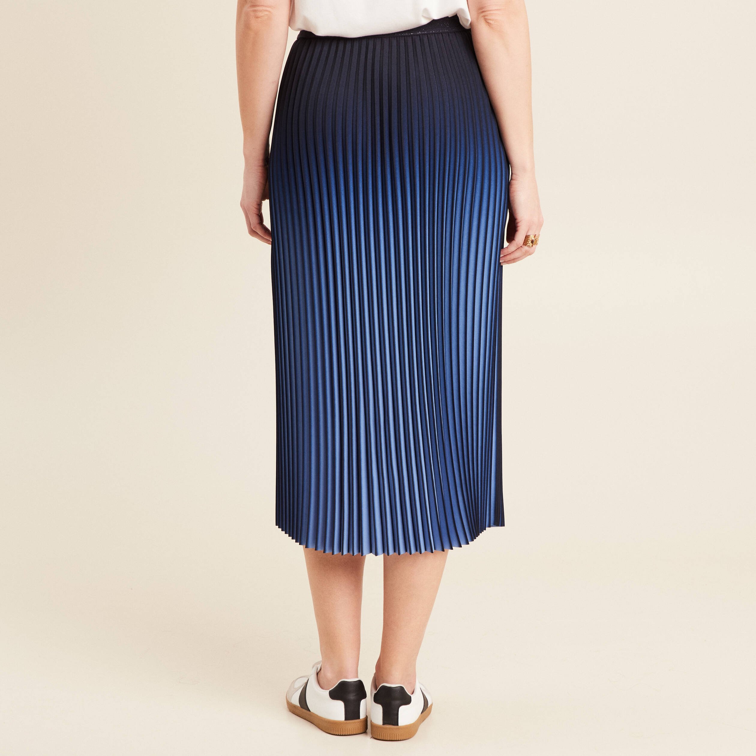 Jupe midi patineuse plissée bleu ciel femme