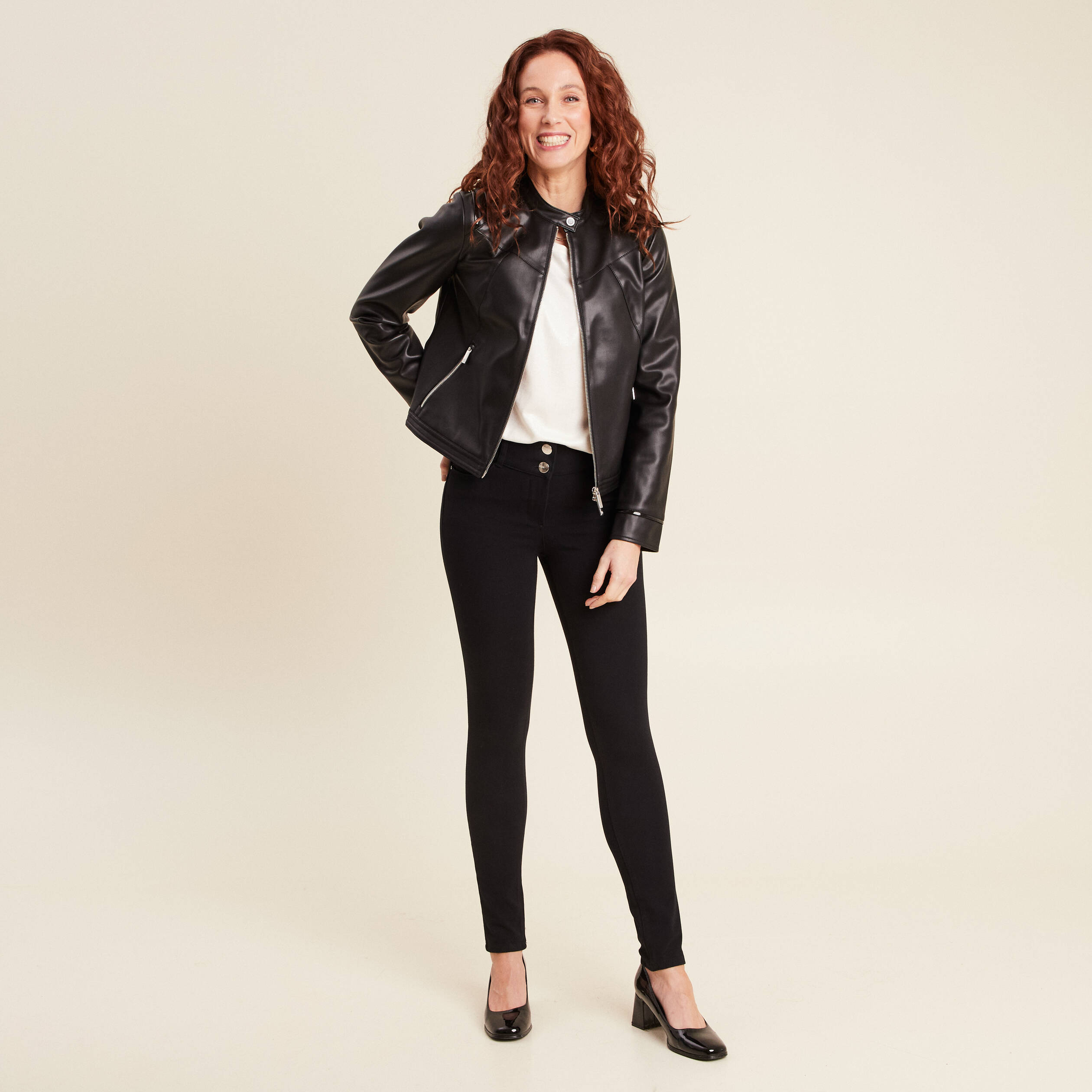 blouson simili cuir noir femme Blouson simili cuir noir femme