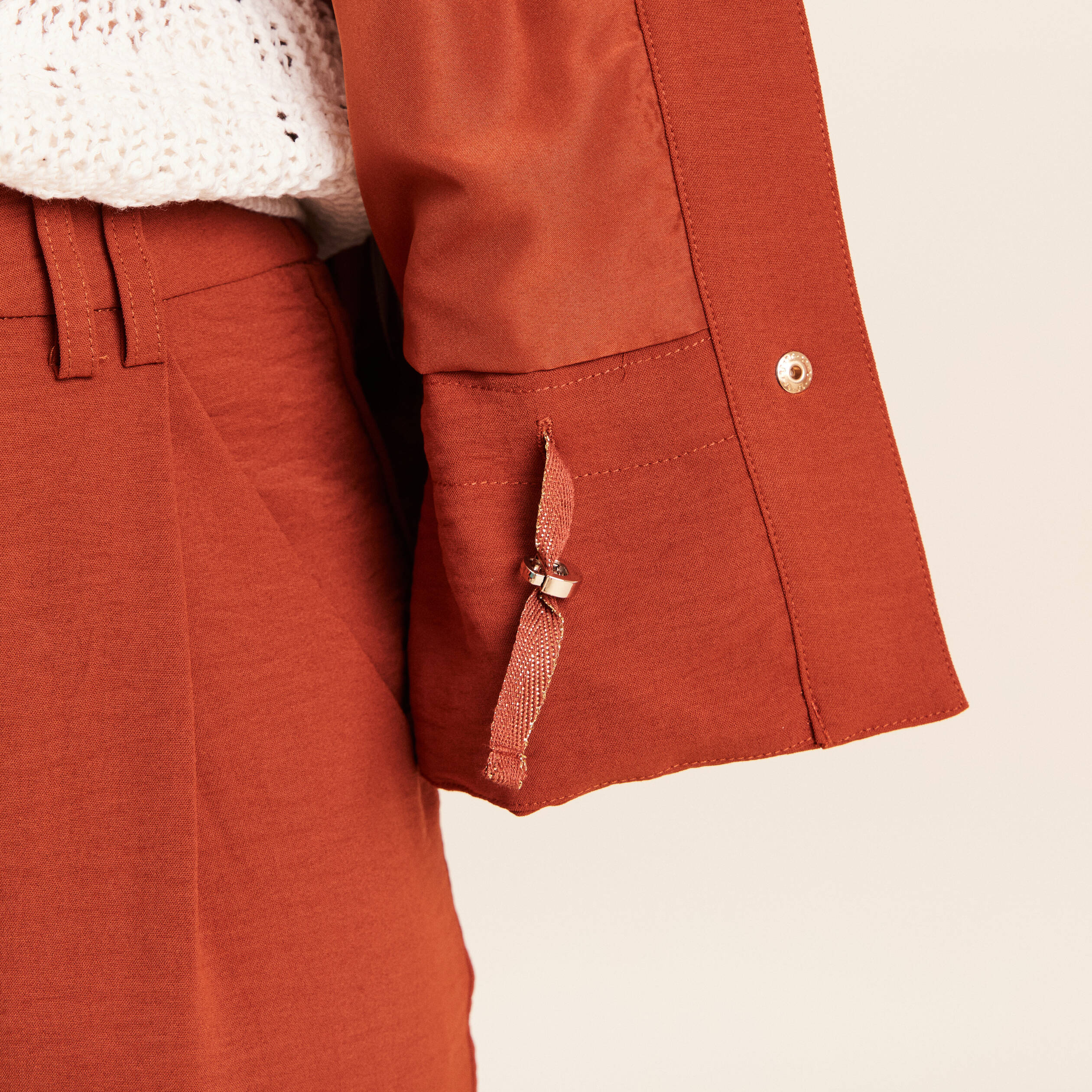 Veste fluide manches longues doubl&eacute;e marron fonc&eacute; femme