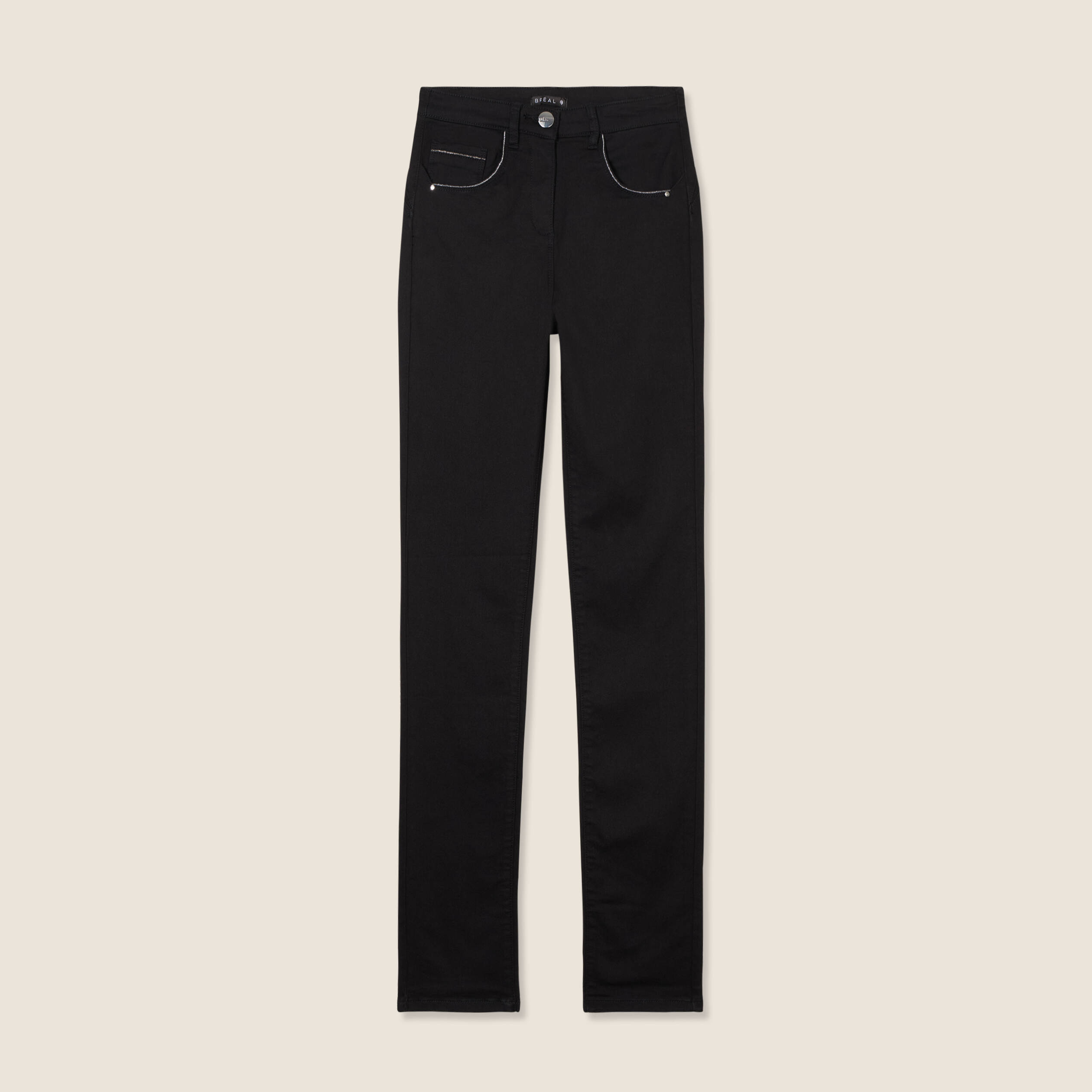 Pantalon ajusté taille haute noir femme