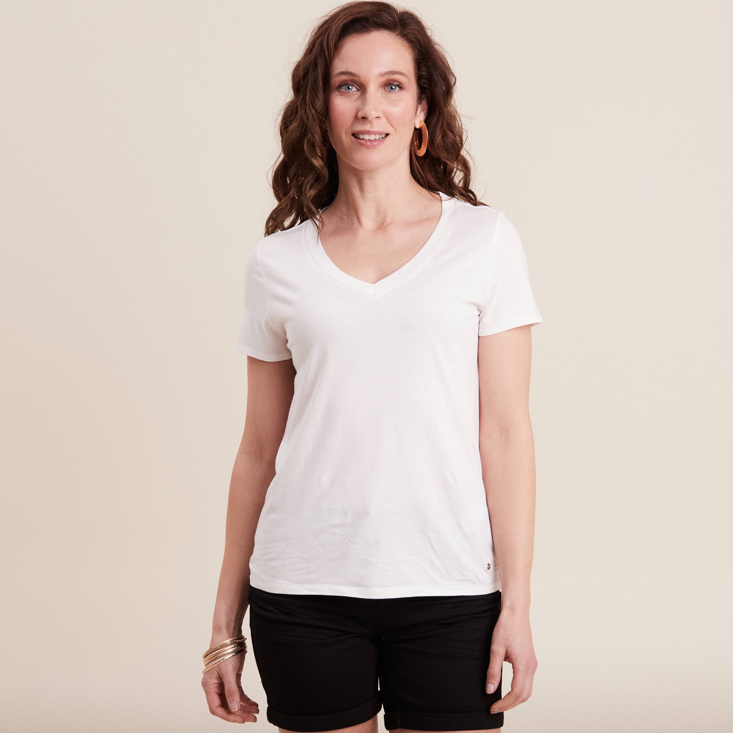 t shirt manches courtes ecru femme T-shirt manches courtes ecru femme