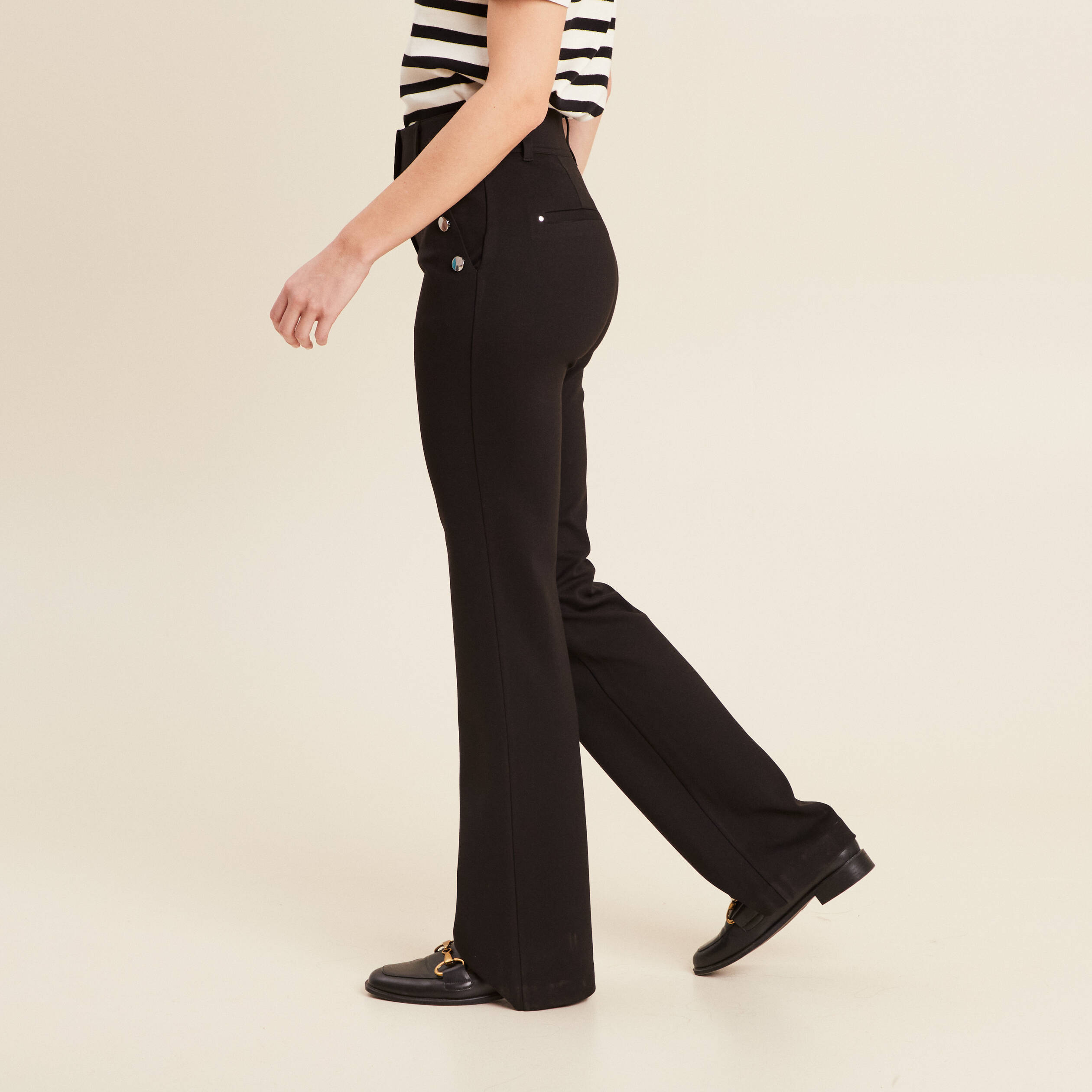 Pantalon bootcut à pont noir femme