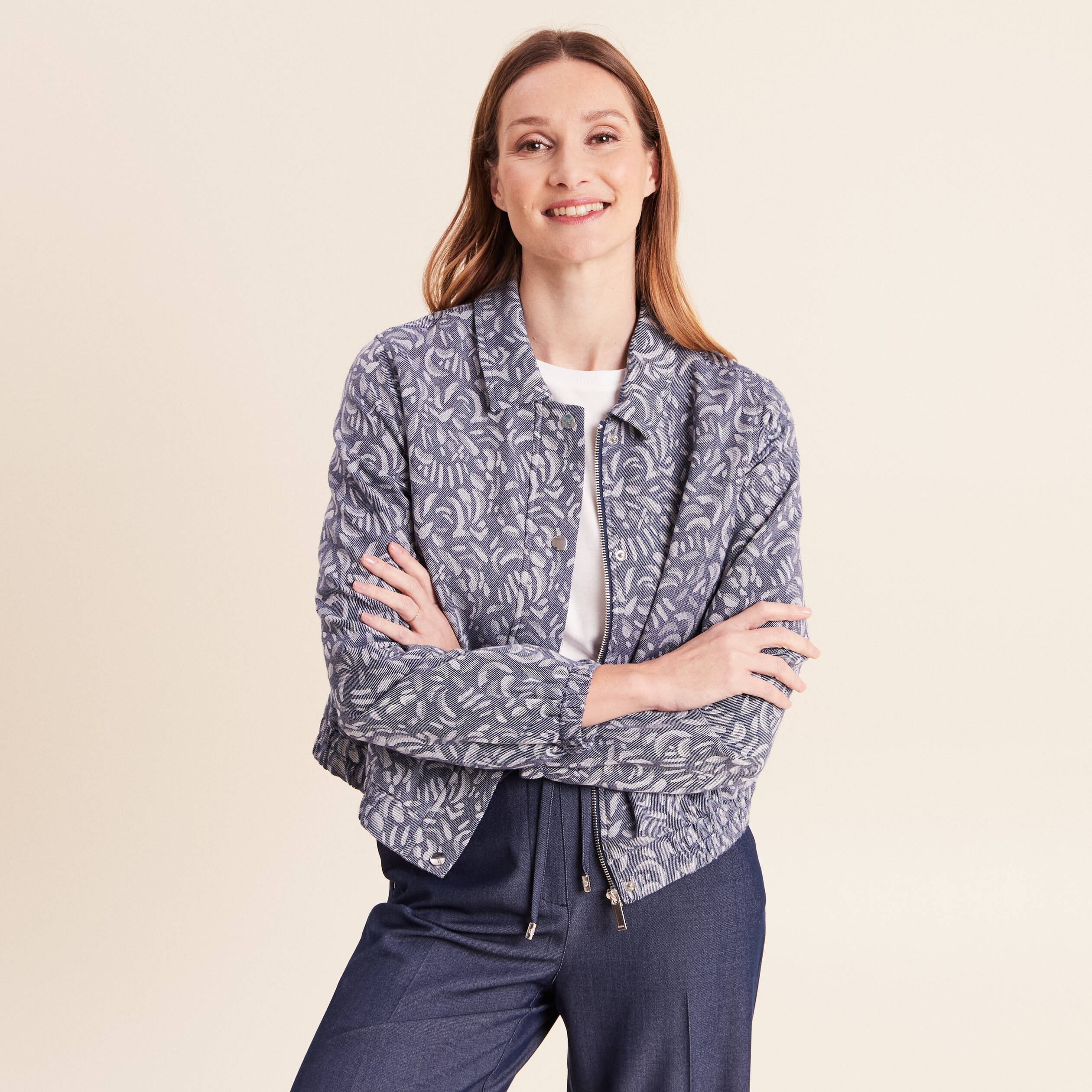 Veste jean doubl&eacute;e bleu femme