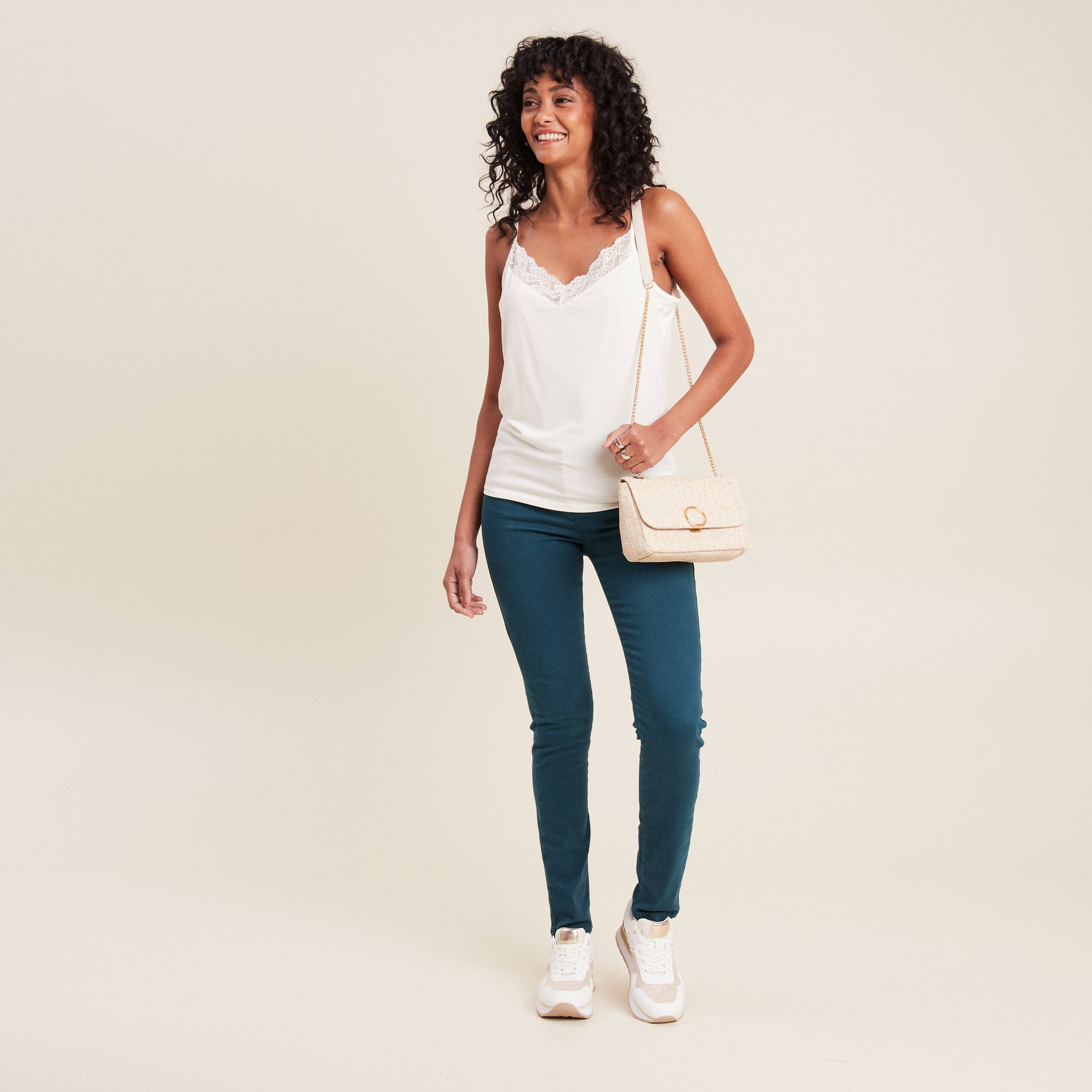 Débardeur thermo-douceur bretelles fines ecru femme
