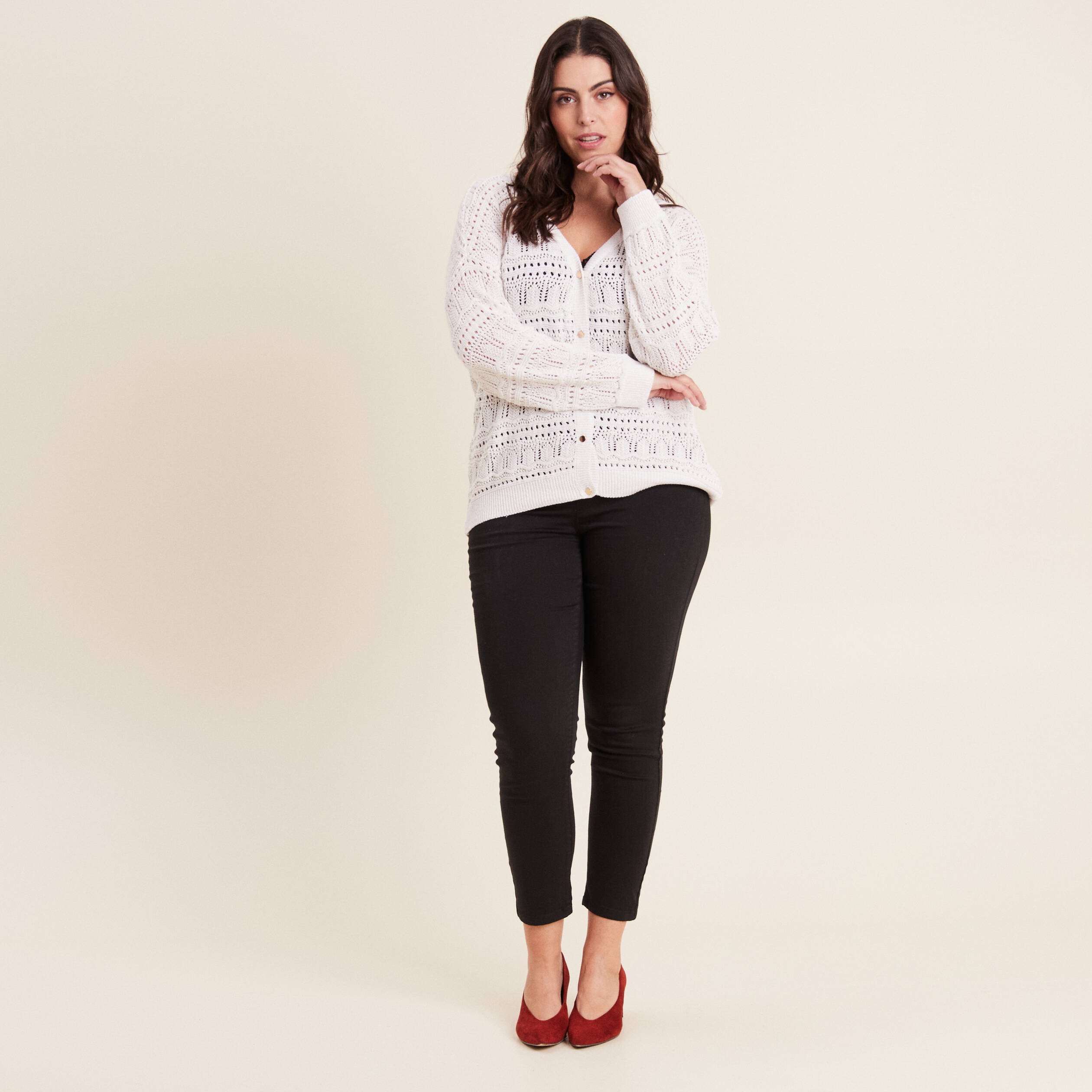 Pantalon ajusté taille haute noir femme