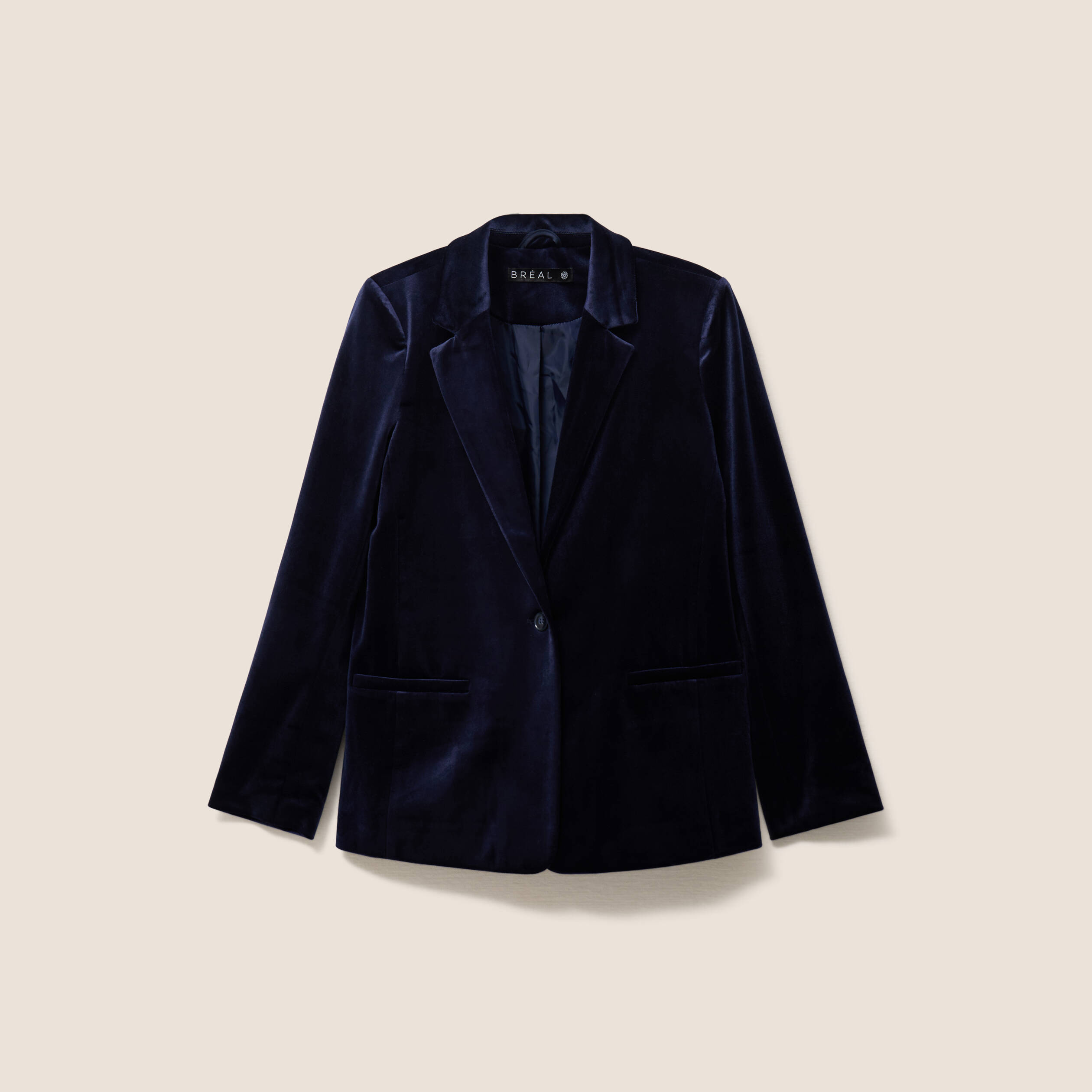 Veste velours manches longues doublée bleu marine femme Bréal