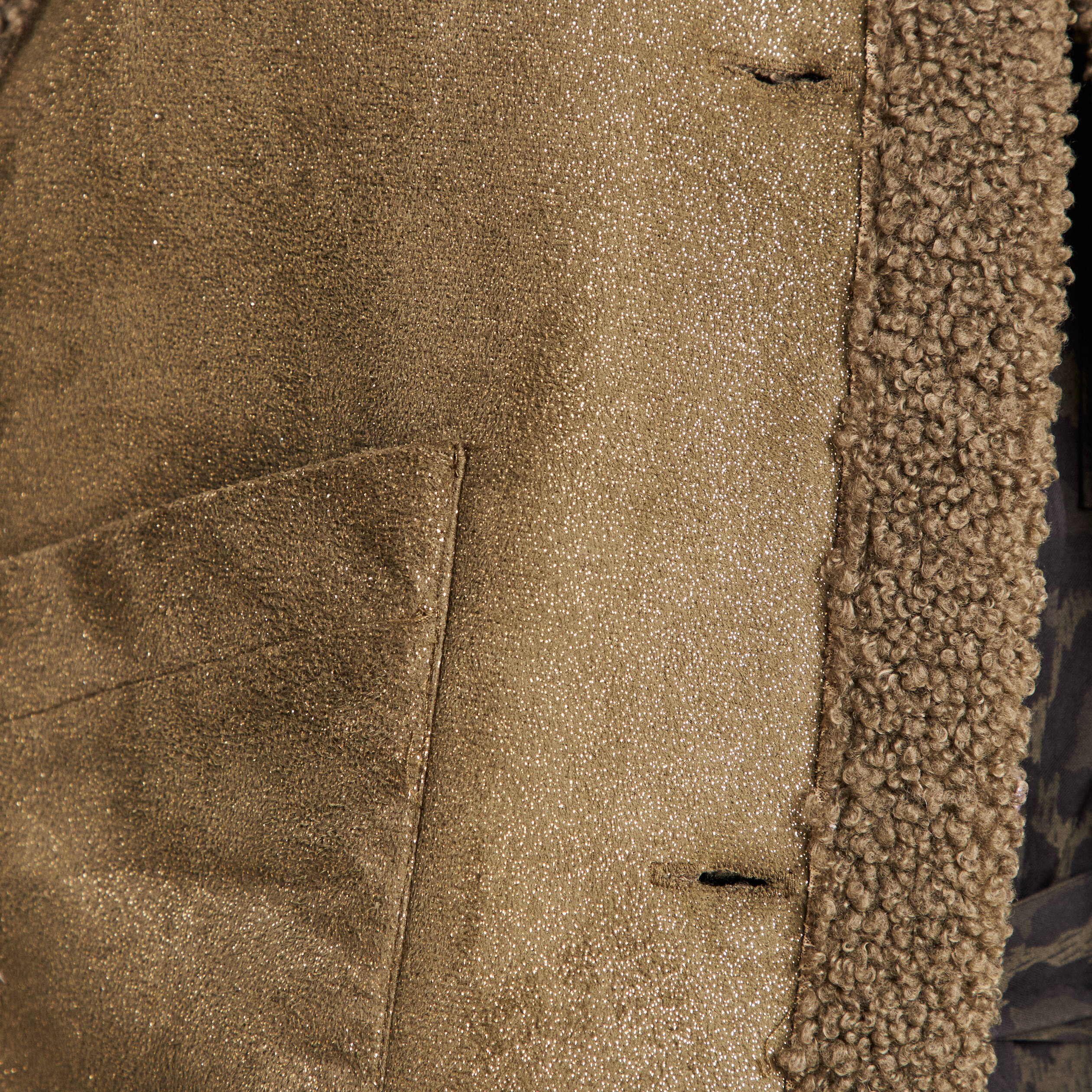 Gilet r&eacute;versible laine mouton vert kaki femme