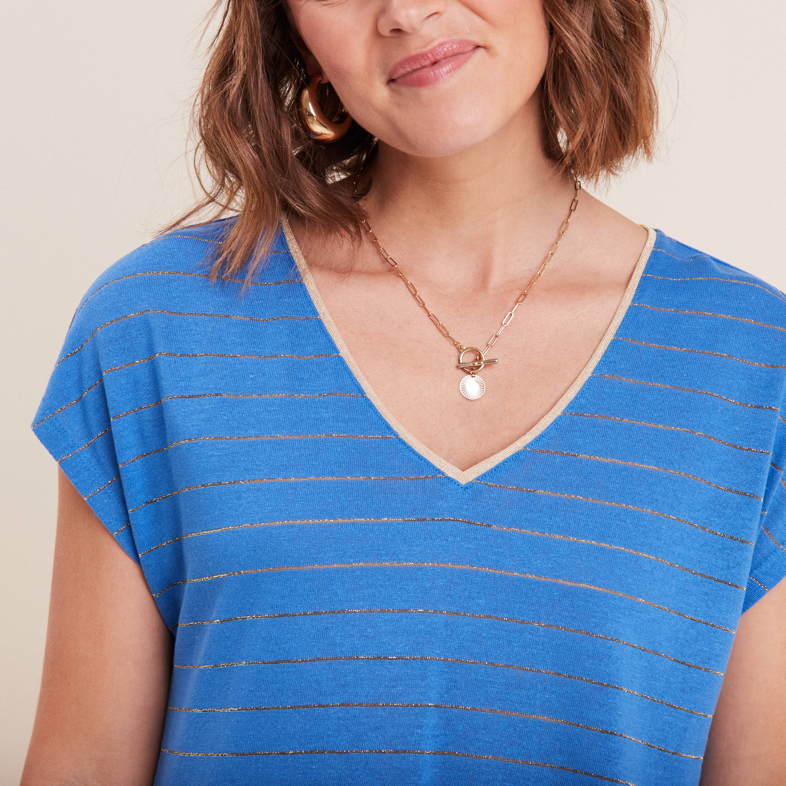 T-shirt manches courtes bleu femme