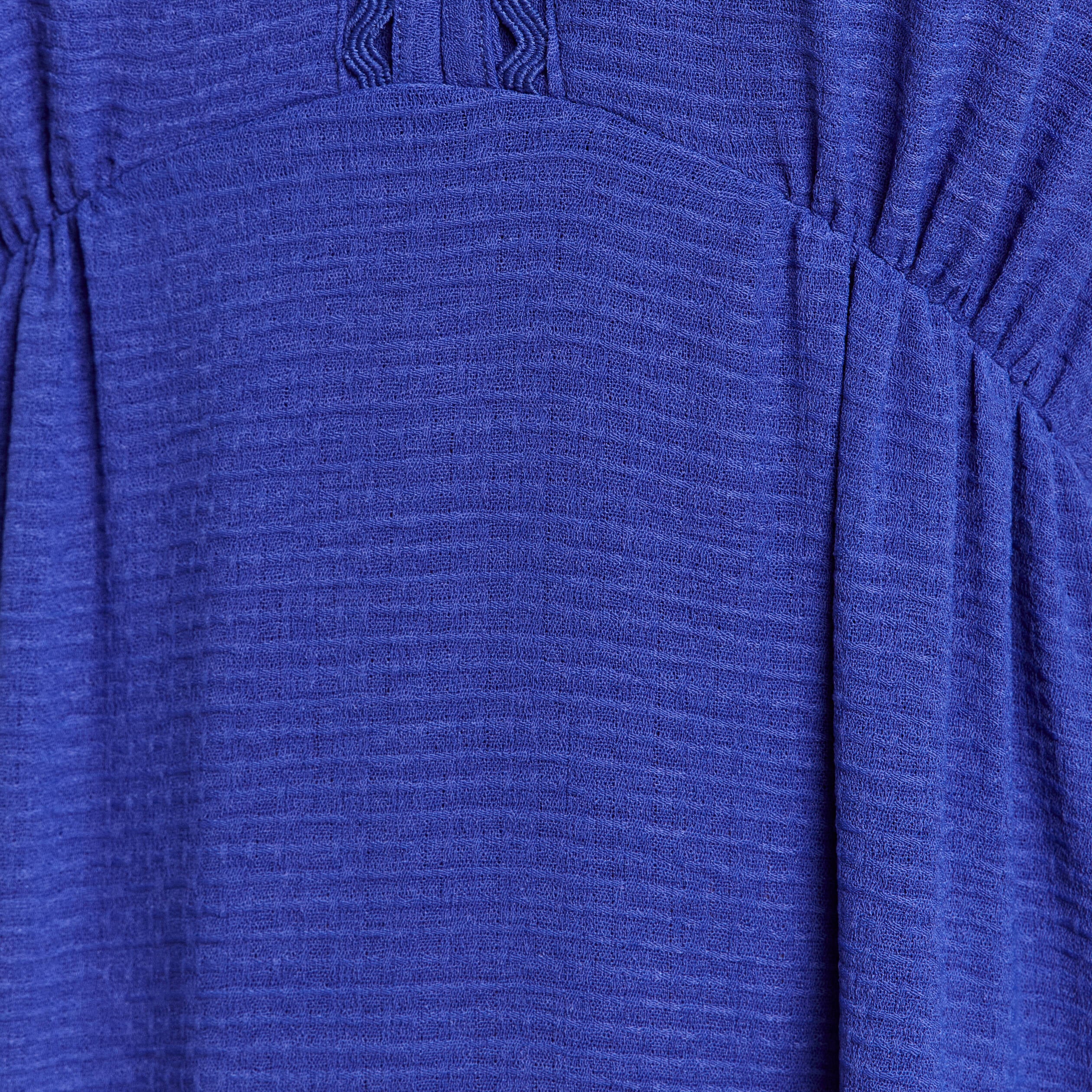 Robe longue &eacute;vas&eacute;e col v manches coudes bleu fonc&eacute; femme