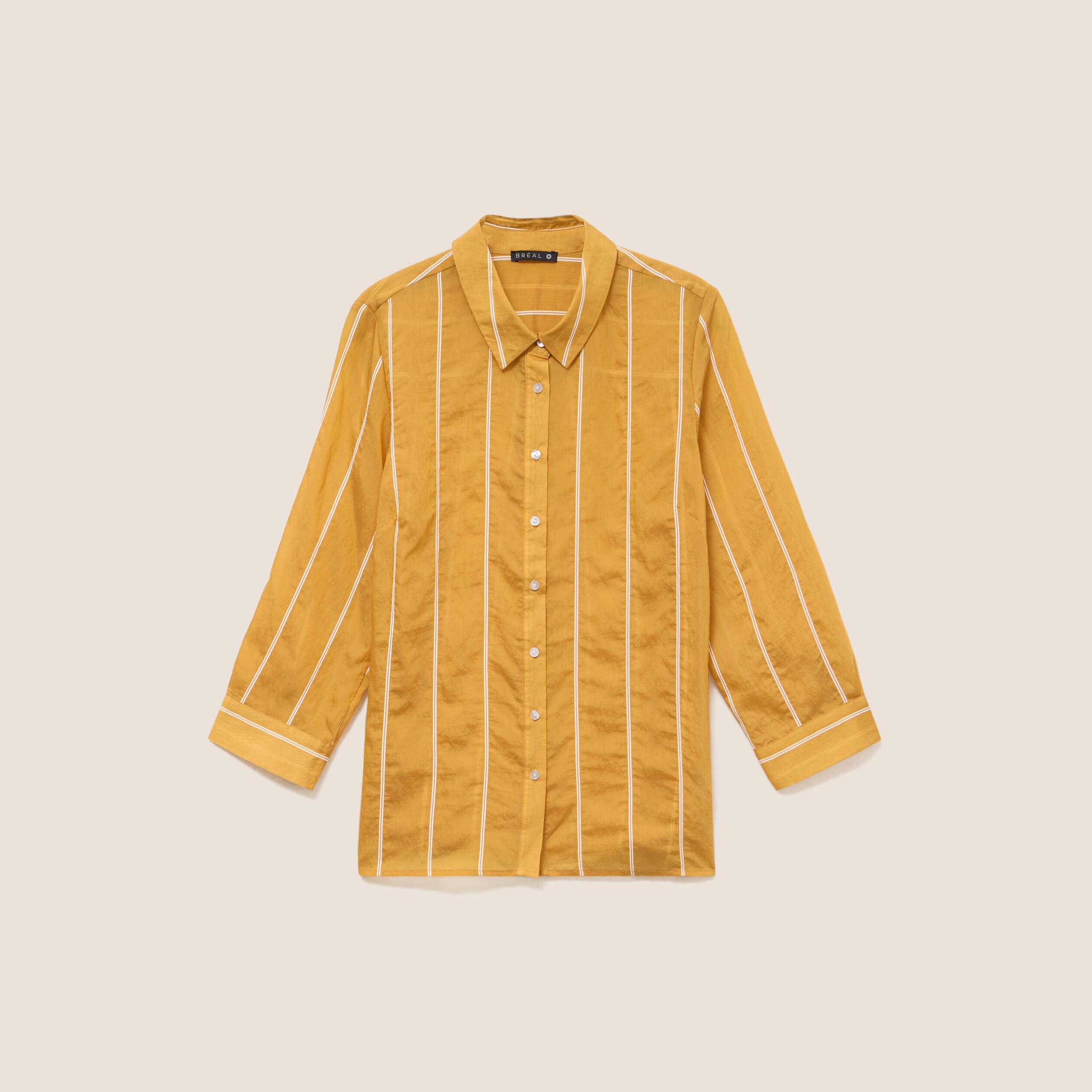 Chemise ample manches 3/4 col chemise jaune femme