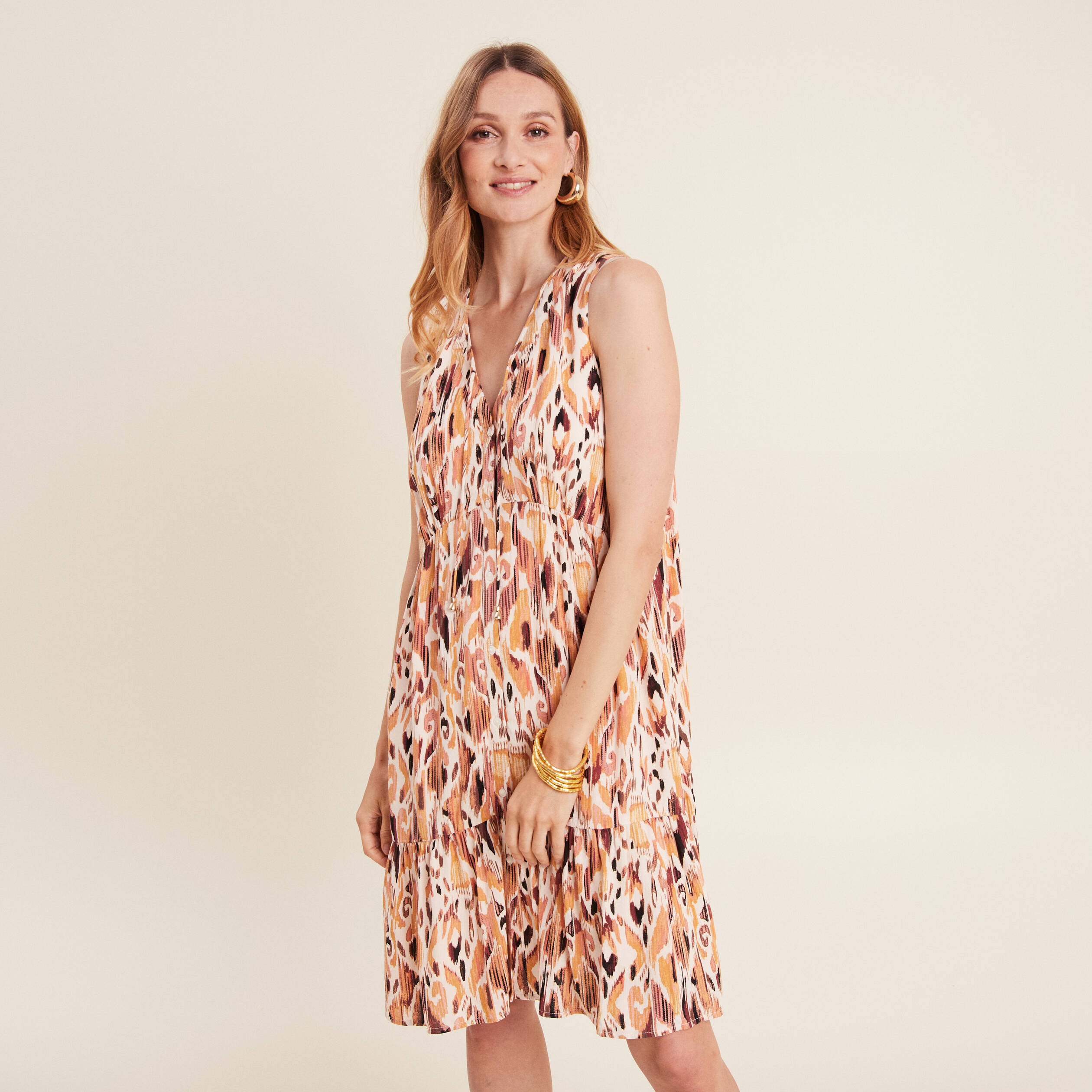 Robe &eacute;vas&eacute;e sans manches blanc femme