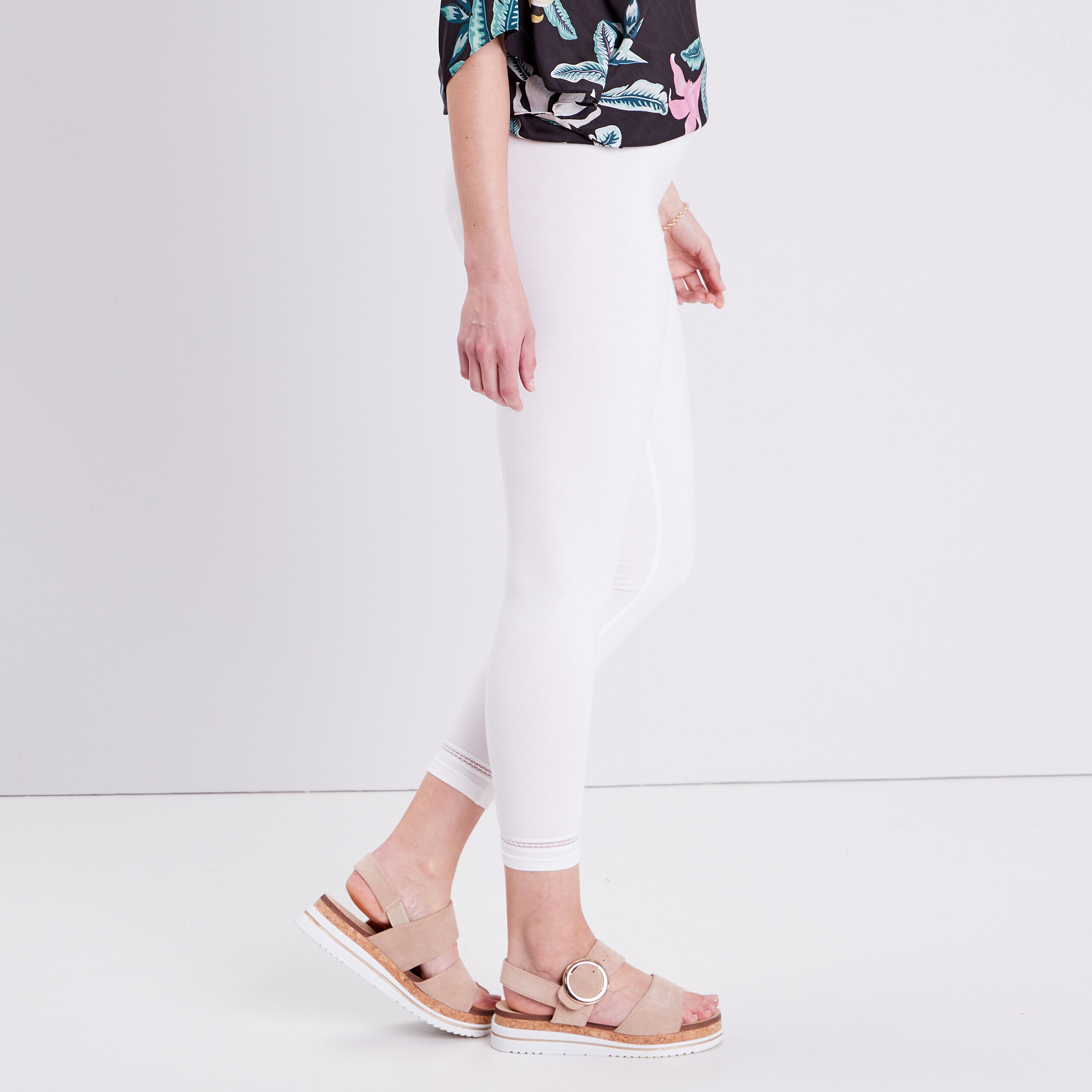 Legging taille haute blanc femme