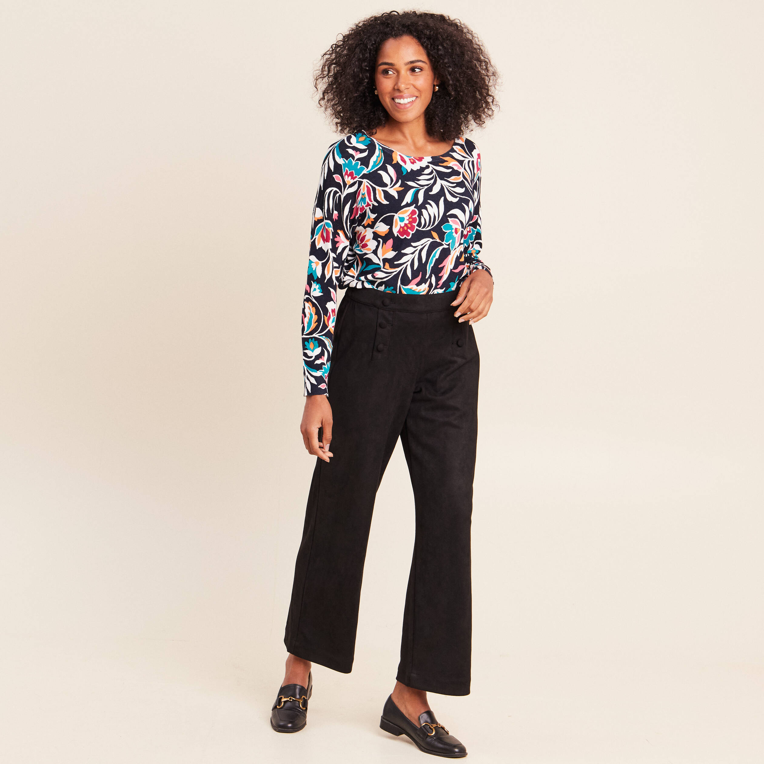 Pull manches longues bleu femme