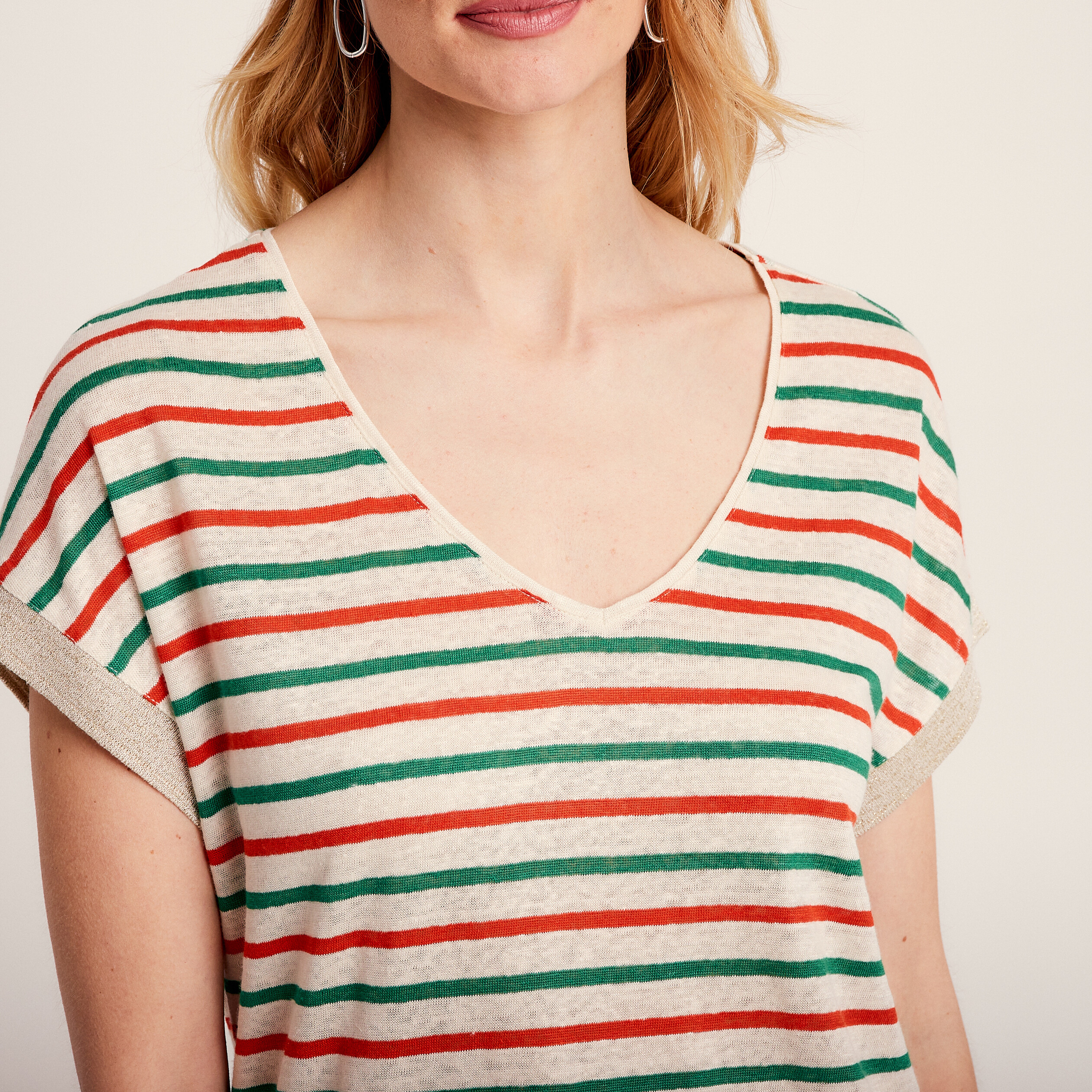 T-shirt manches courtes ecru femme