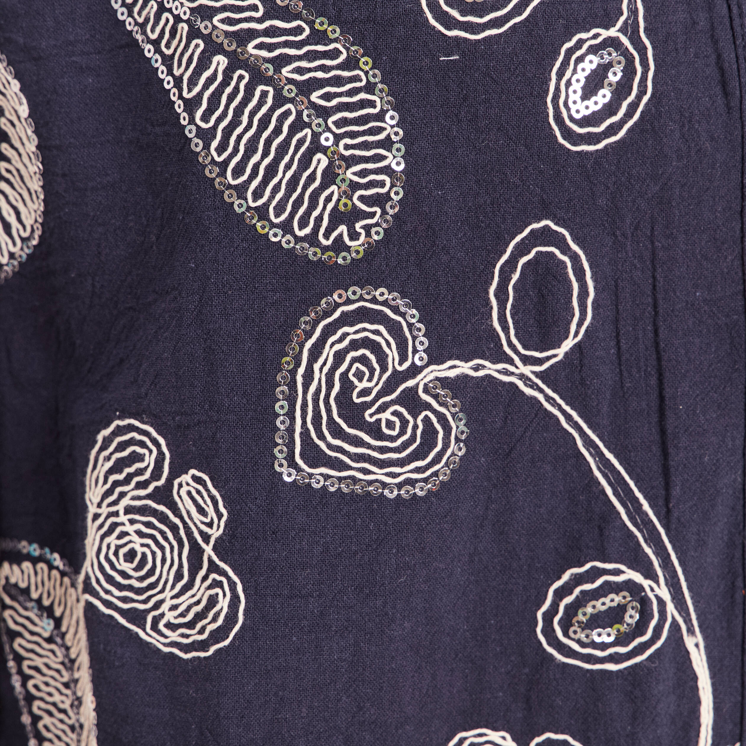 Blouse col tunisien manches 3/4 bleu femme