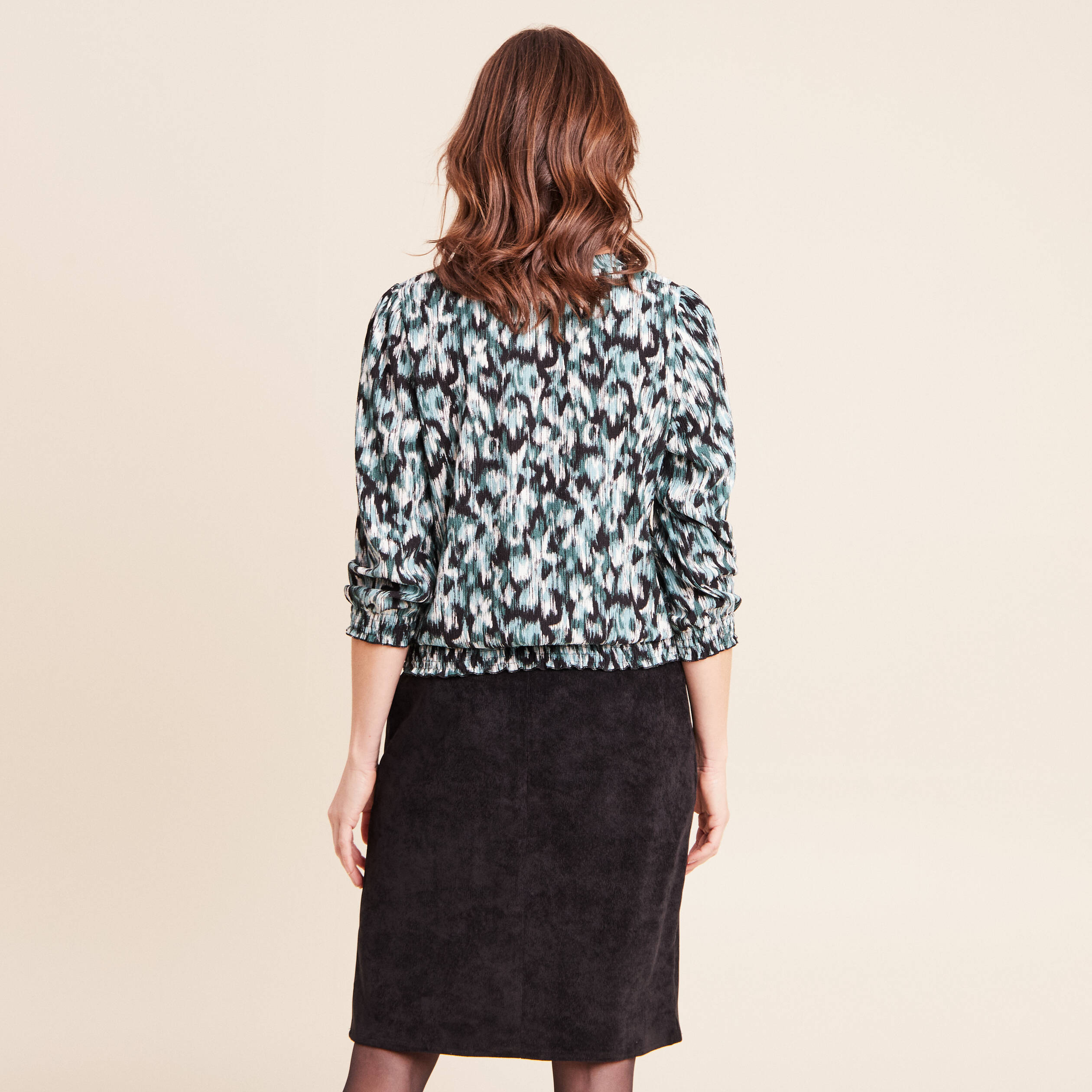 T-shirt manches 3/4 vert femme