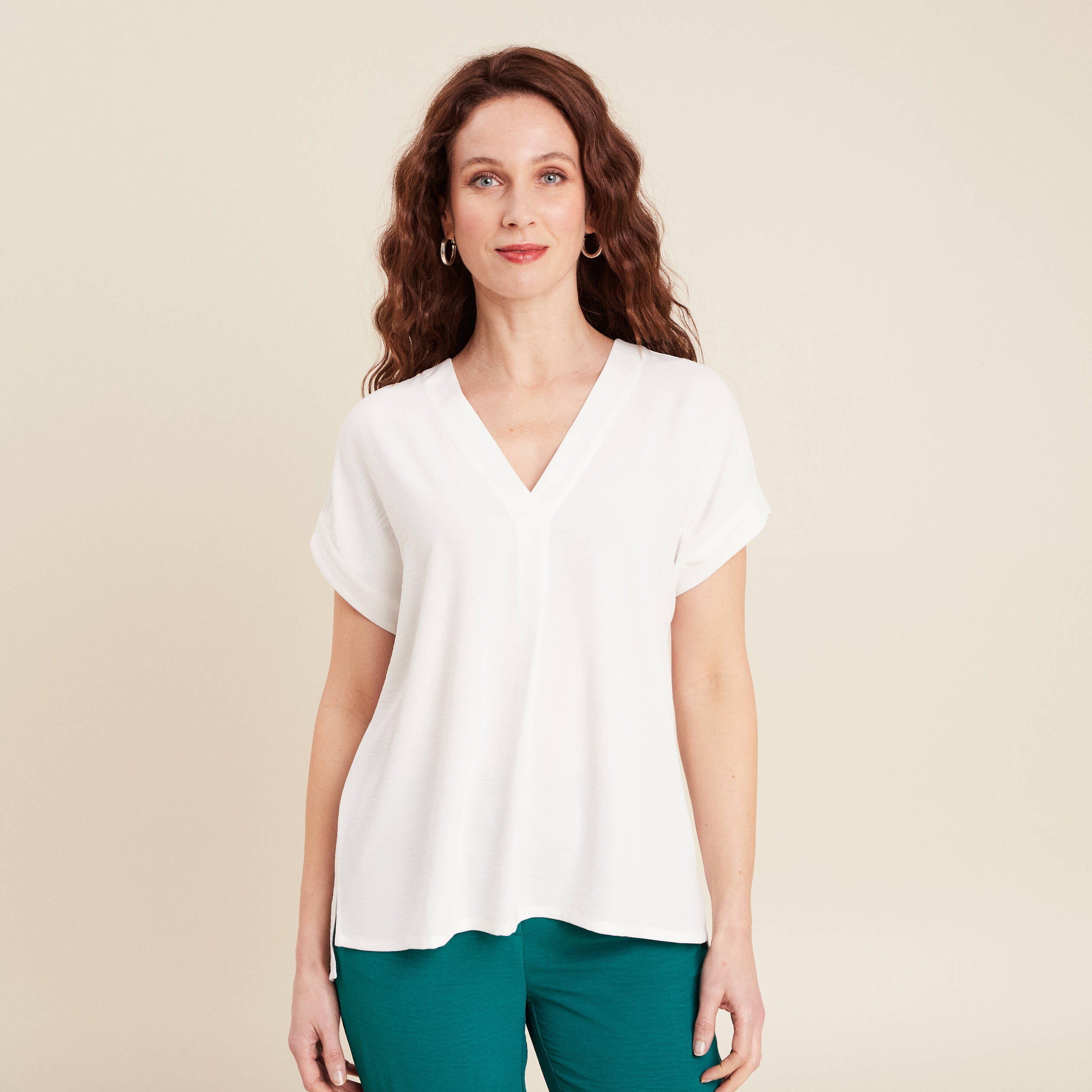 Blouse manches courtes ecru femme