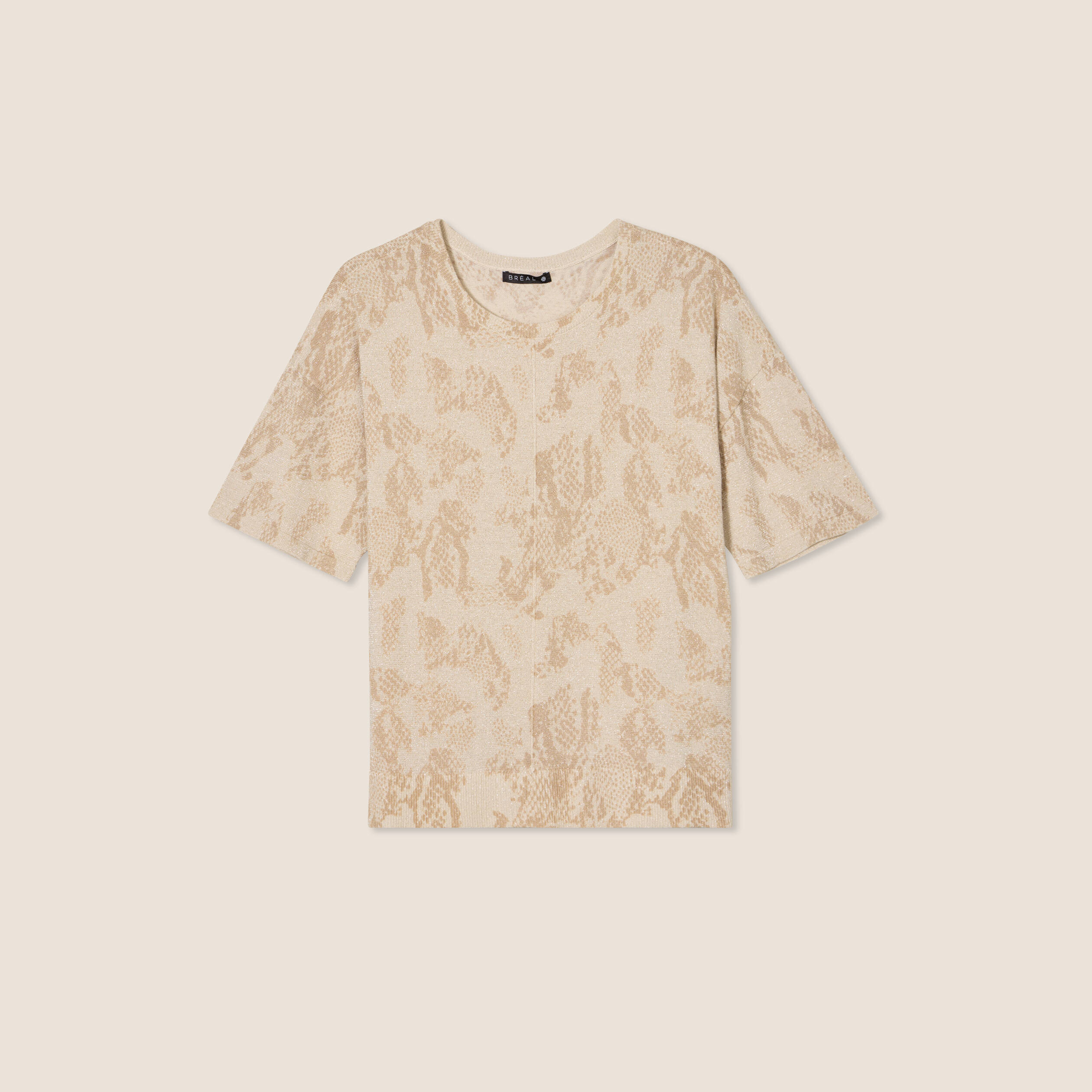 pull col rond manches courtes beige femme Pull col rond manches courtes beige femme