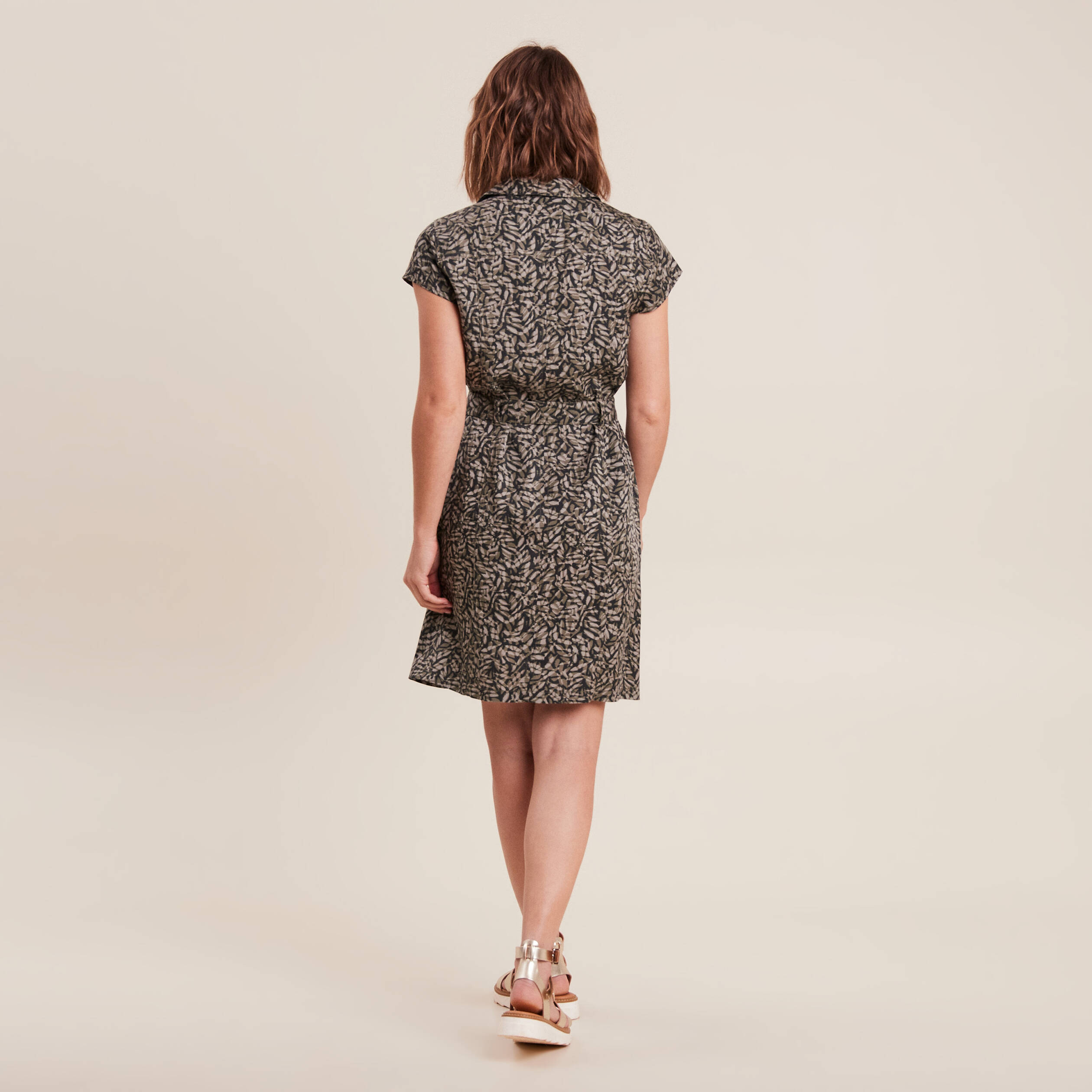 Robe droite zipp&eacute;e vert kaki femme