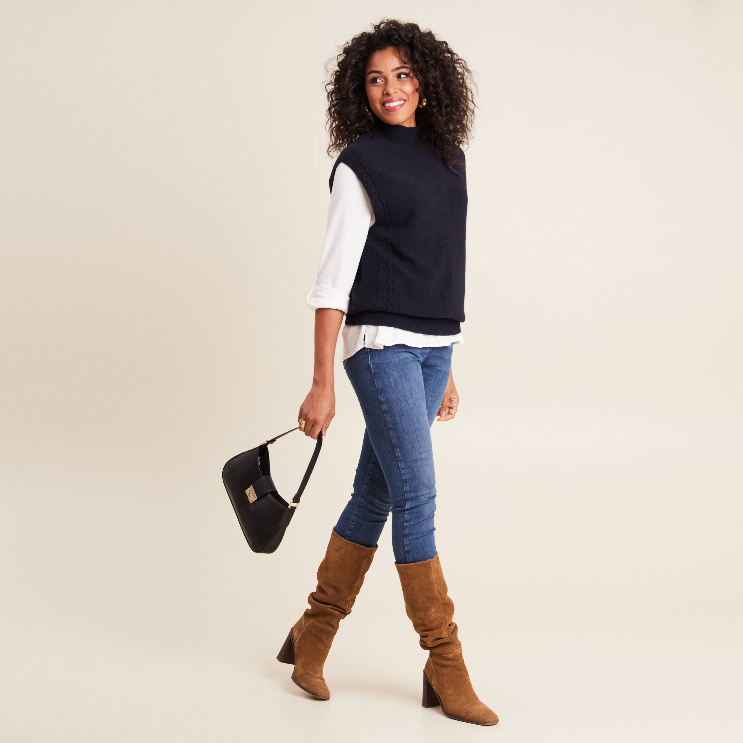 Pull sans manche long femme best sale