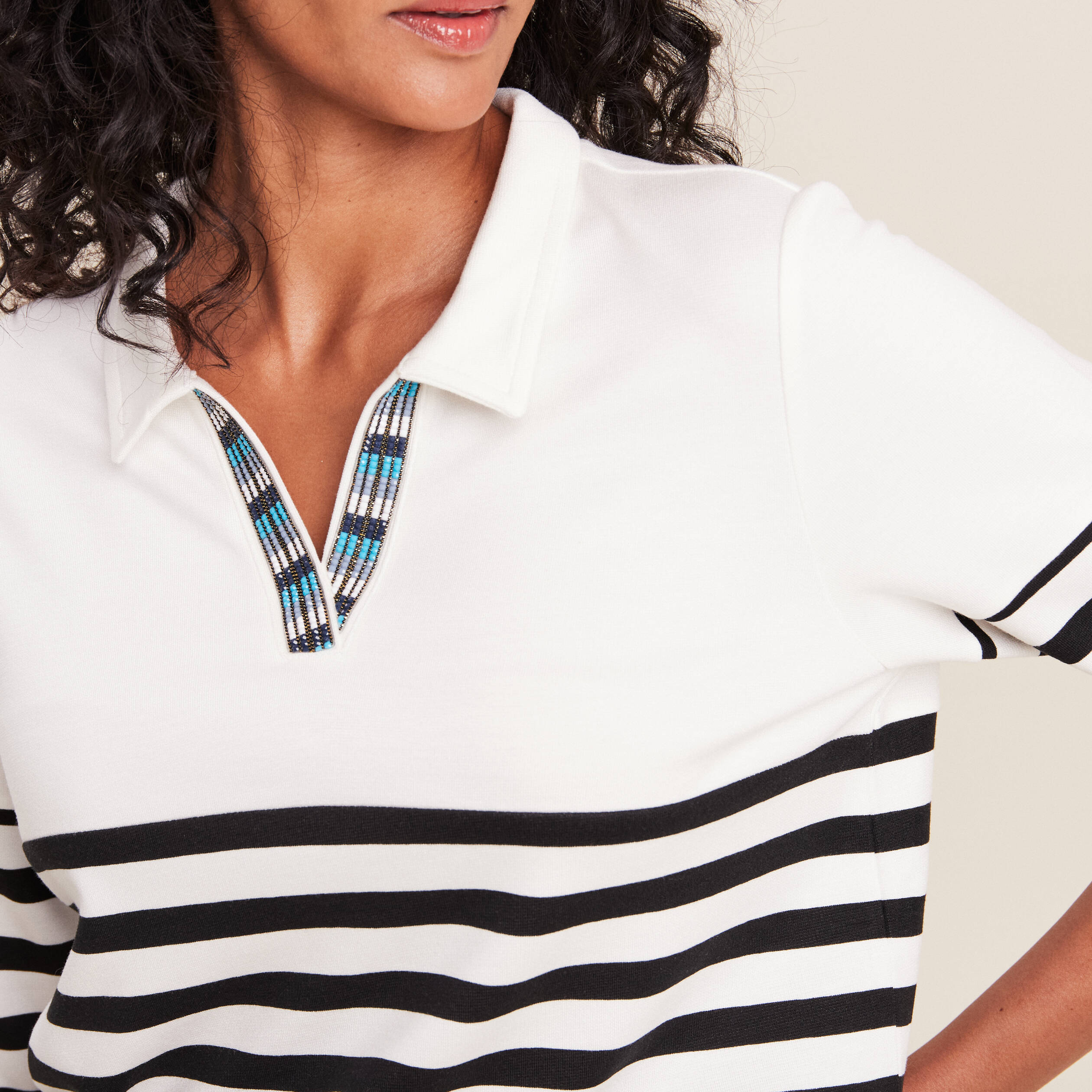 T-shirt manches 3/4 blanc femme