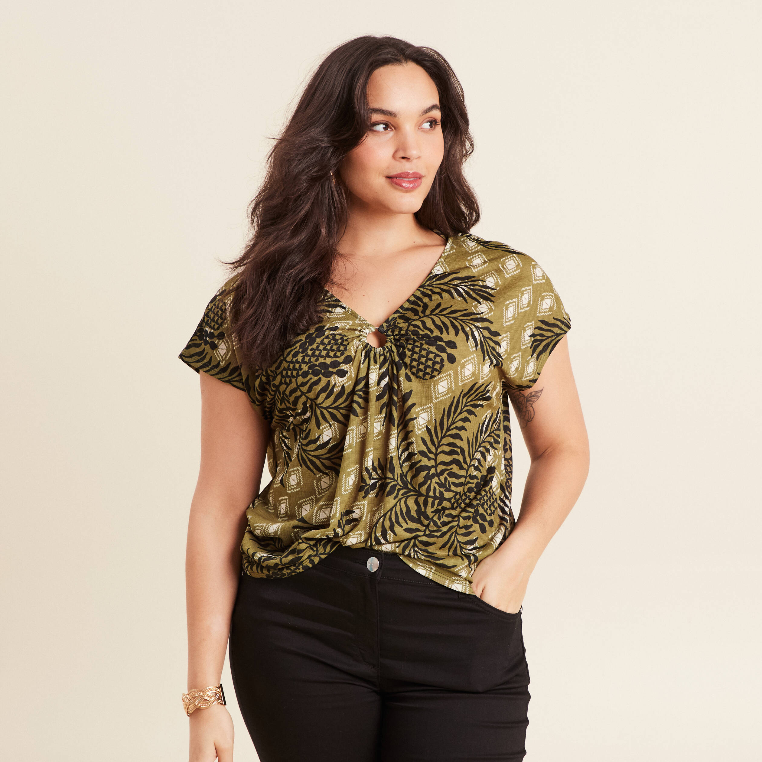 t shirt manches courtes vert femme T-shirt manches courtes vert femme
