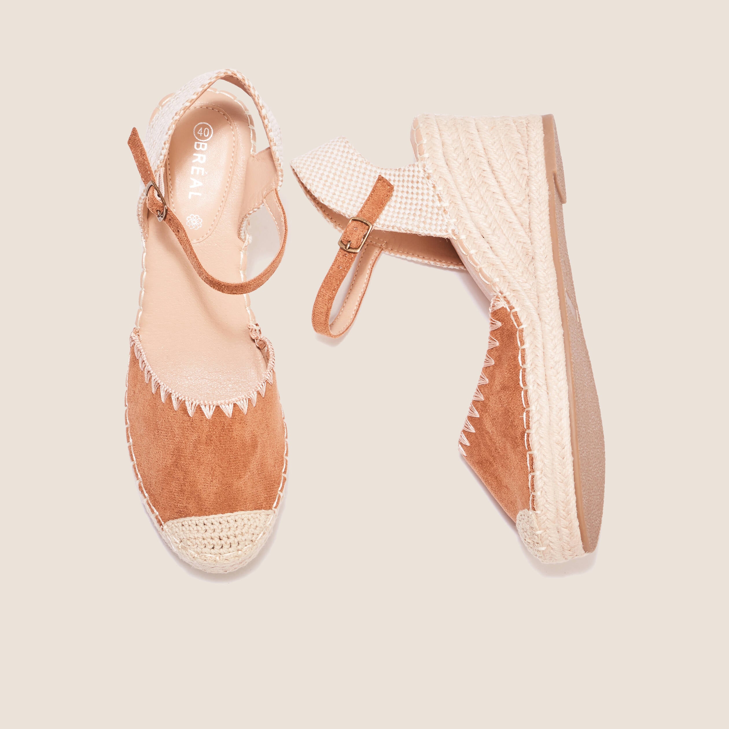 Espadrilles compens&eacute;es marron femme