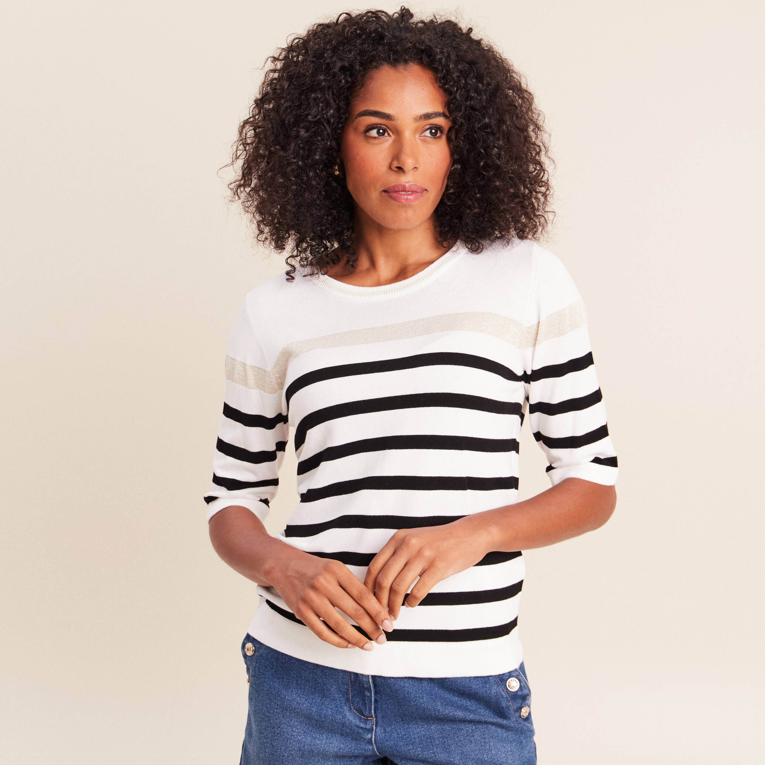 Pull col rond noir femme