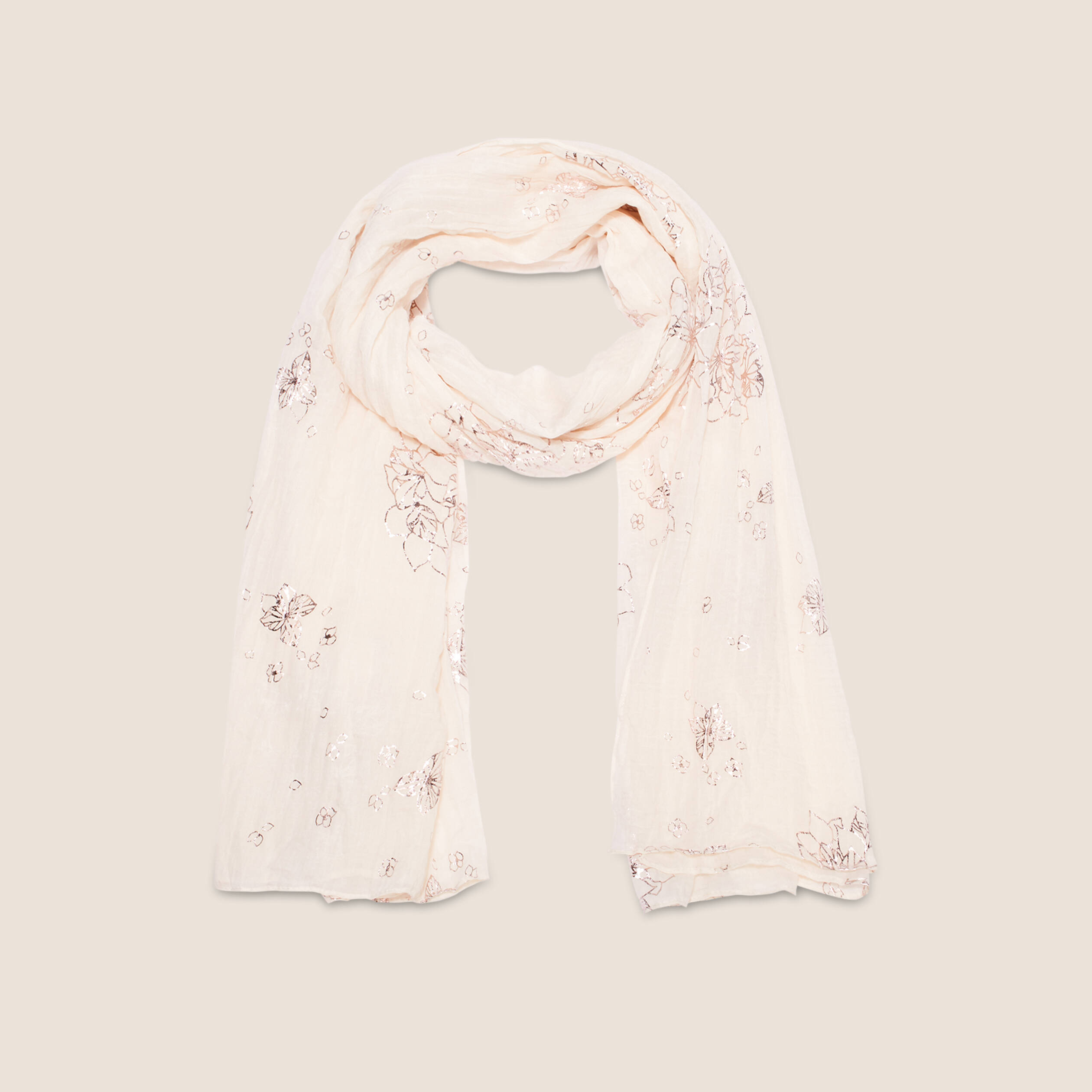 Foulard Oblong Ivoire Et Marine – Motif New York – Neuf Avec étiquettes