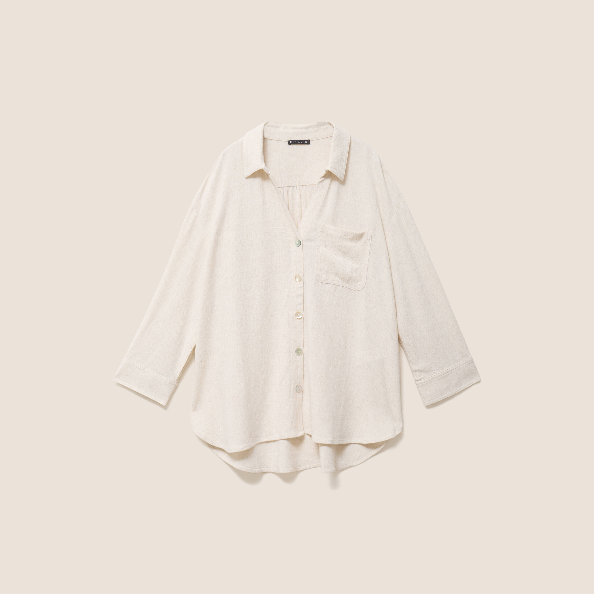 Chemise ample manches 3/4 beige femme