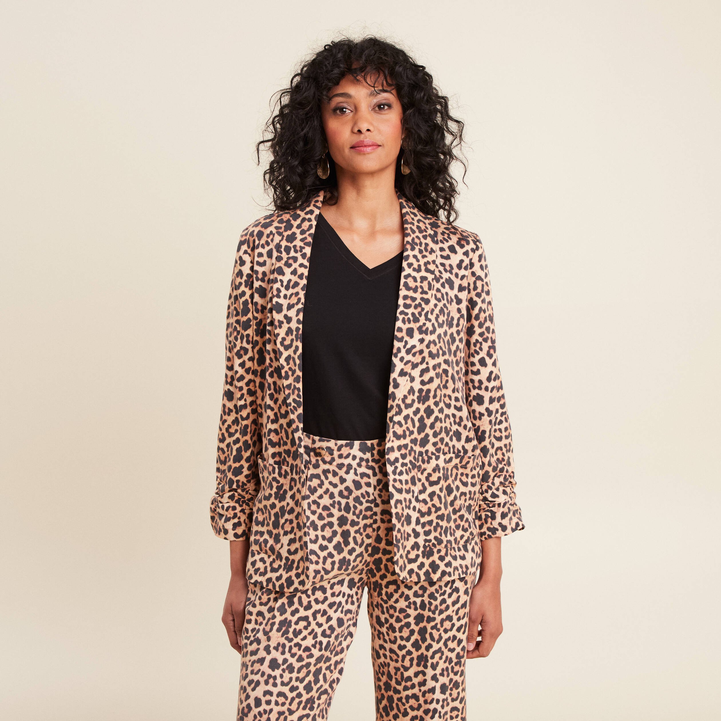 Veste esprit tailleur sable femme