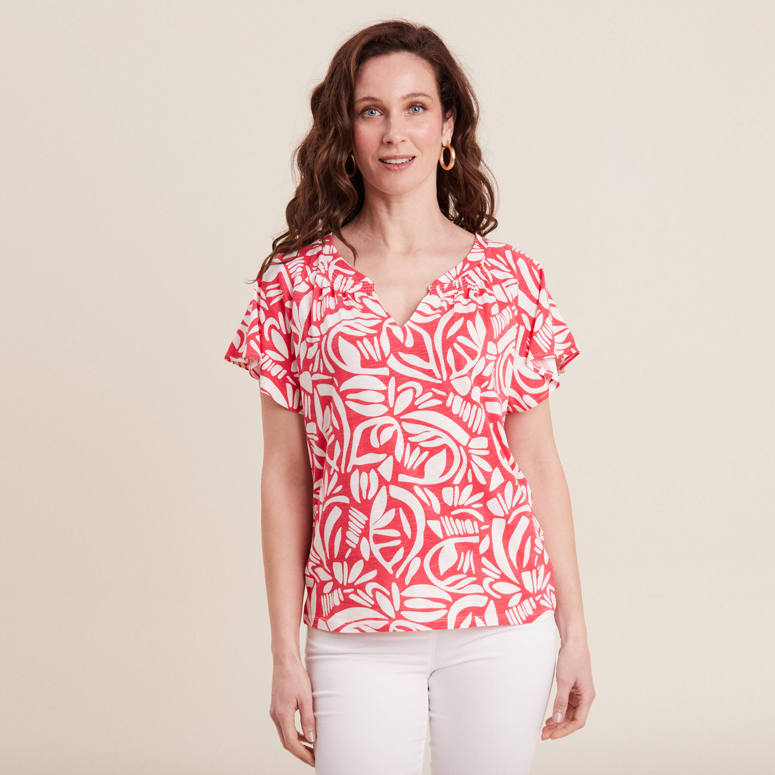 Blouse manches courtes rouge femme