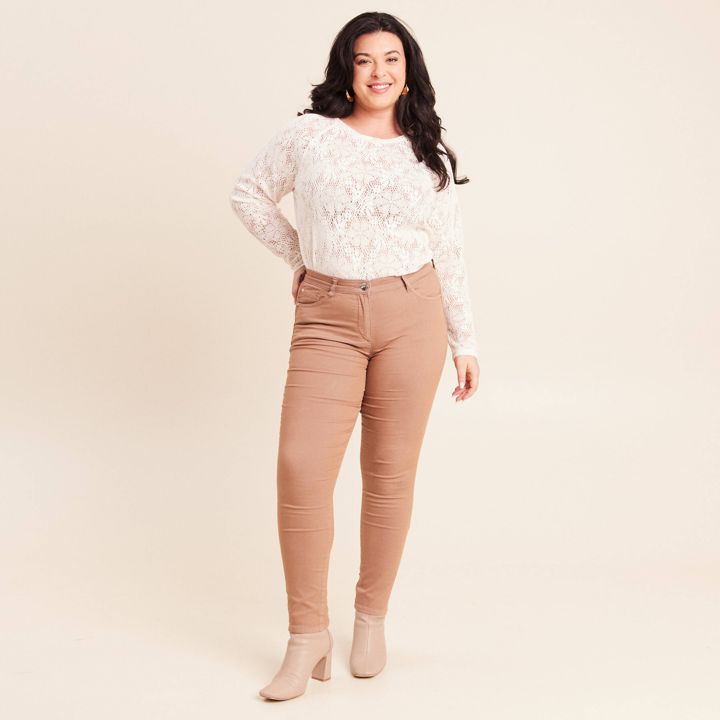 Pantalon magique Le L&eacute;ger coupe ajust&eacute;e marron femme