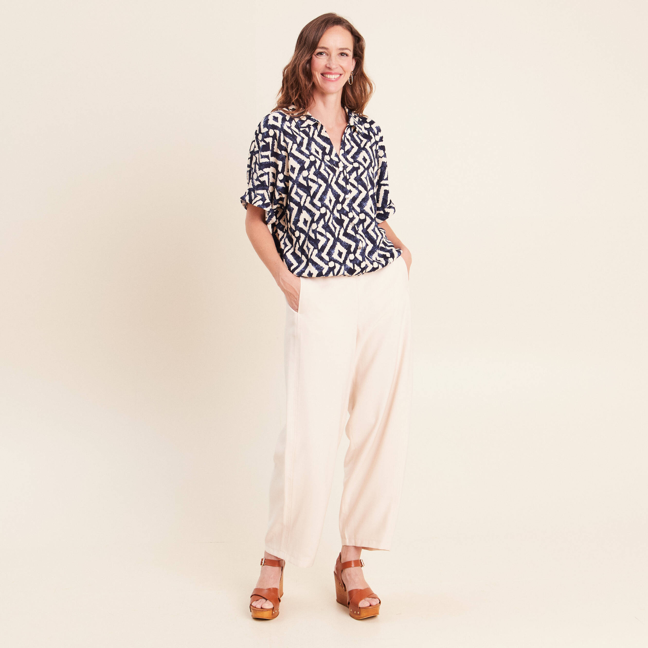 Chemisette manches courtes bleu femme