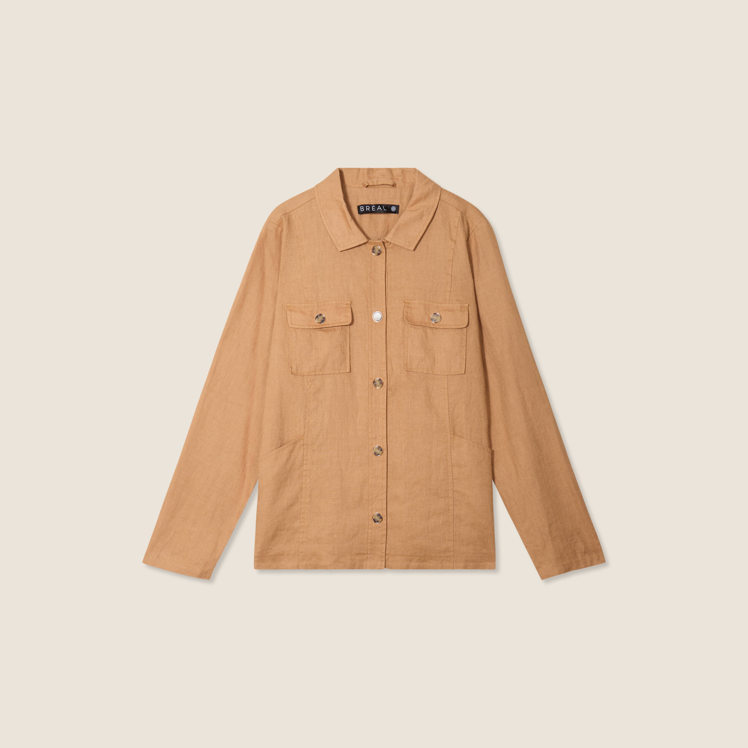 Surchemise manches longues beige femme